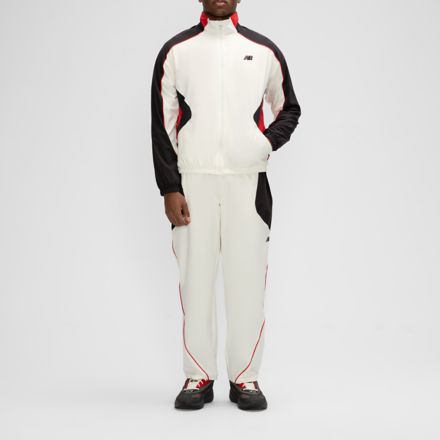 バスケットボールカラーブロックウーブンジャケット, SEA SALT with APPAREL TEAM RED, MJ6174LJSST