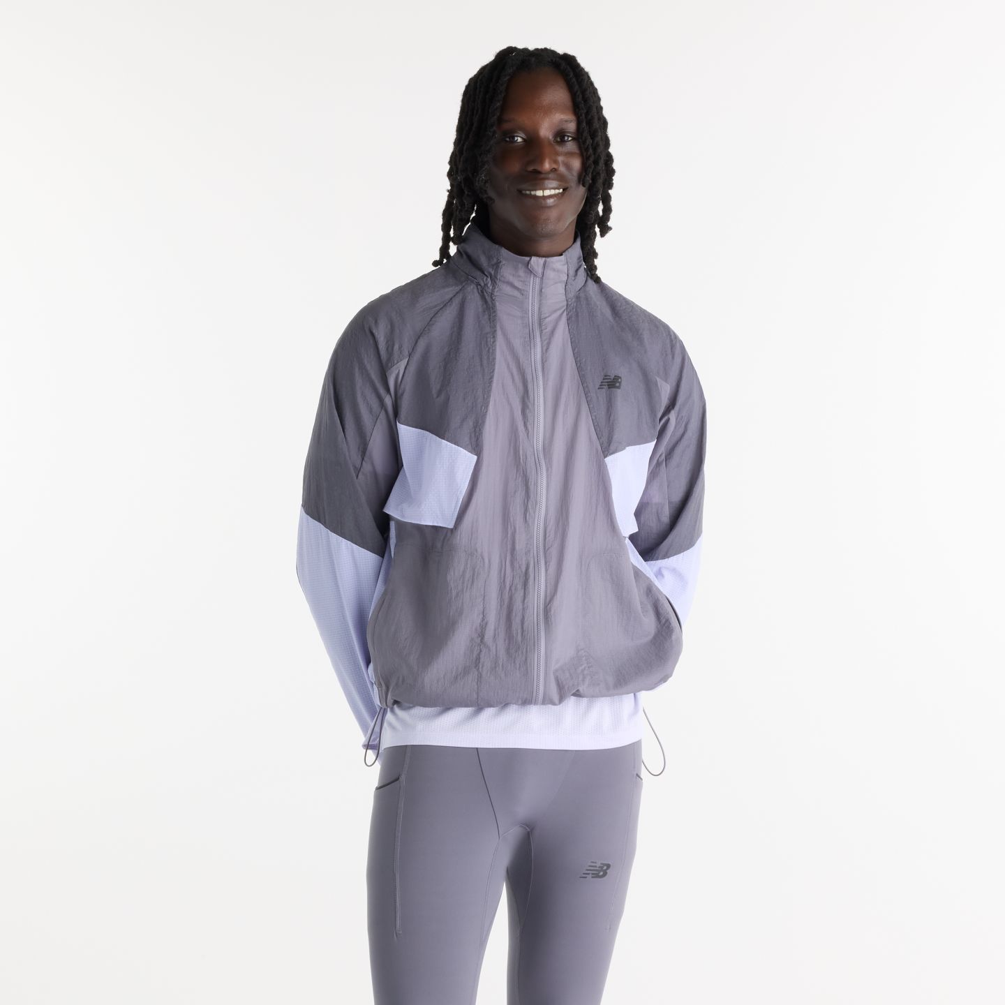 Мужская куртка New Balance Reflective RC, цвет: Серый / Фиолетовый — фото 1