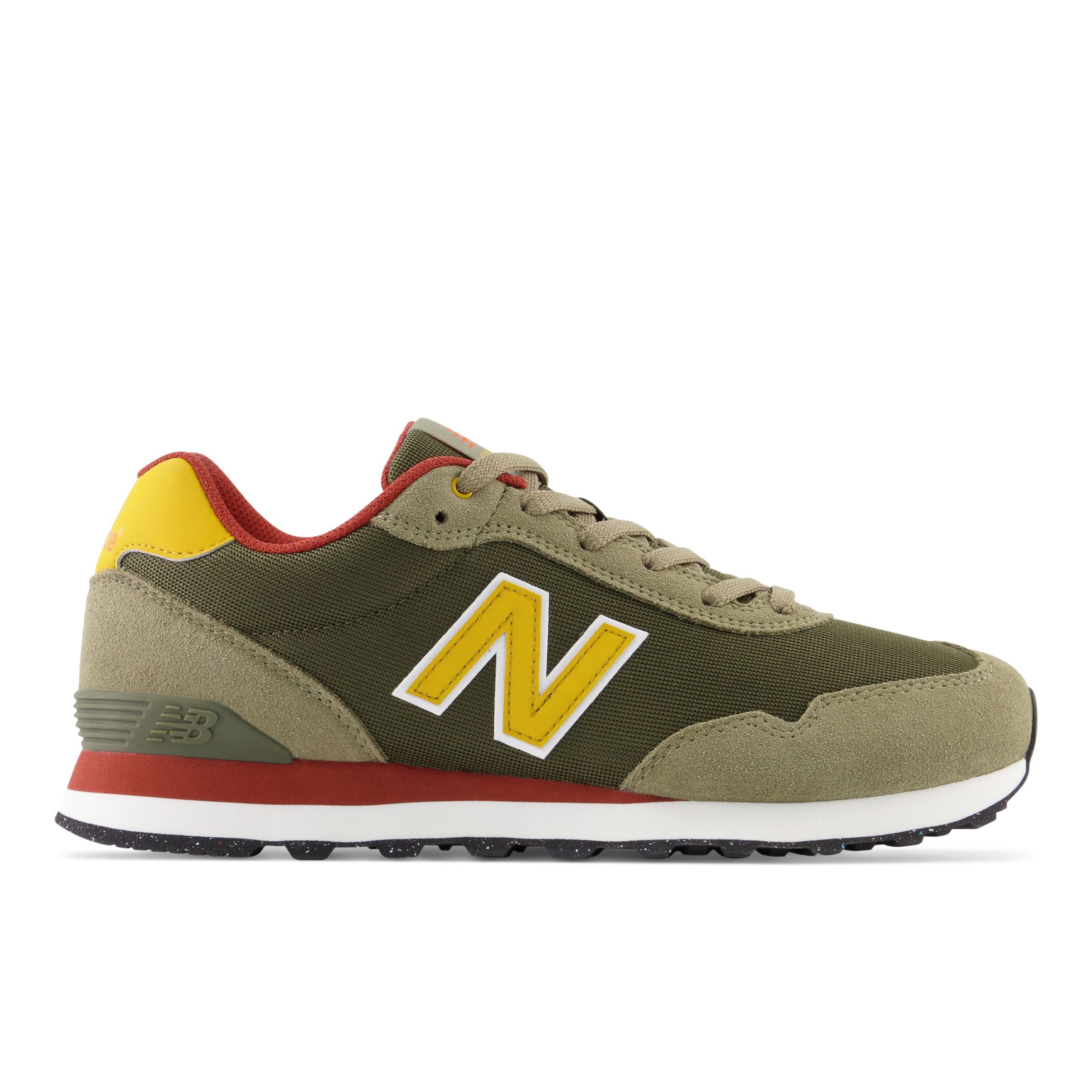 New Balance Men's 515 in Green/Yellow/Red Suede/Mesh - ML515AO3