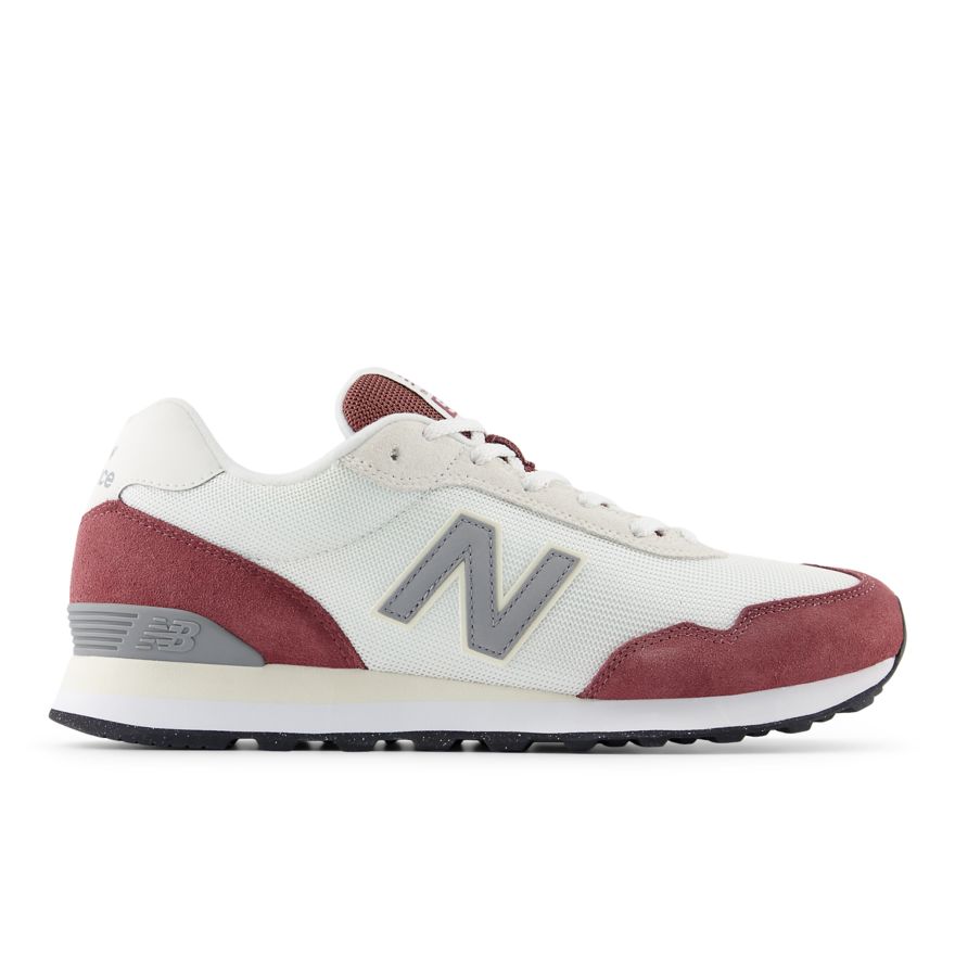 New Balance Men's 515 Sneakers (White with Washed Burgundy)