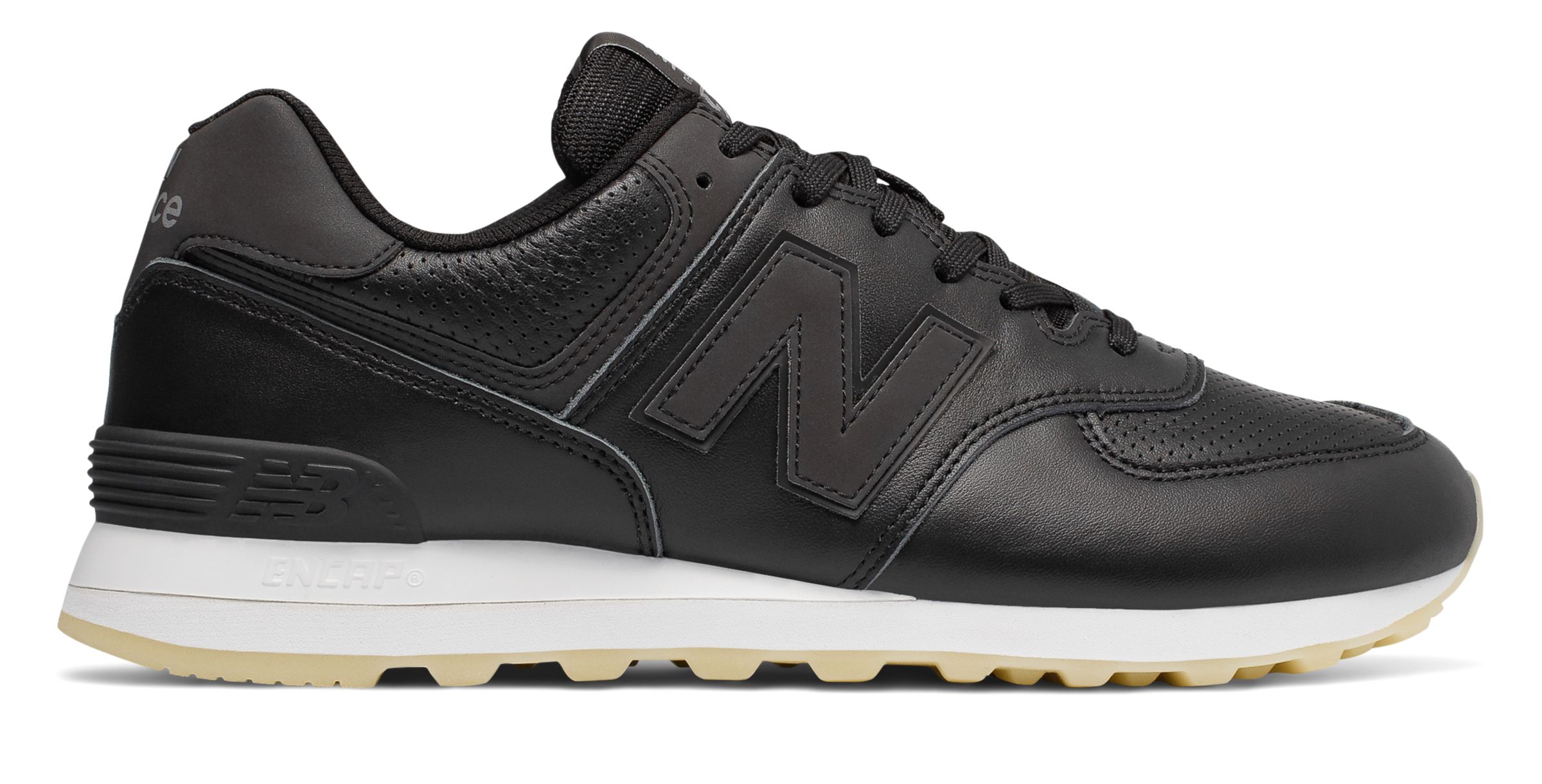 new balance 574 mens black leather