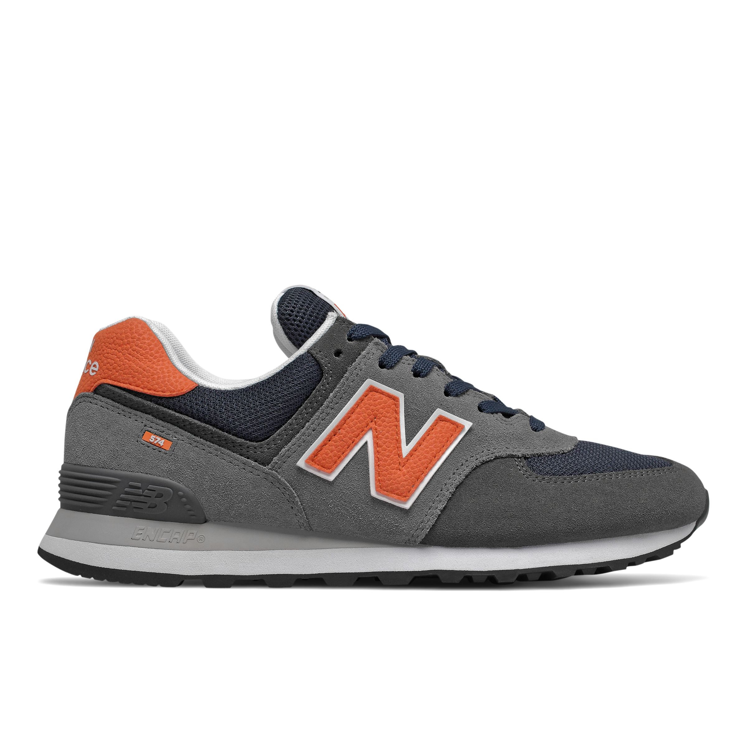 New Balance  Män 574 i Grey/Blue Leather, Storlek 39.5