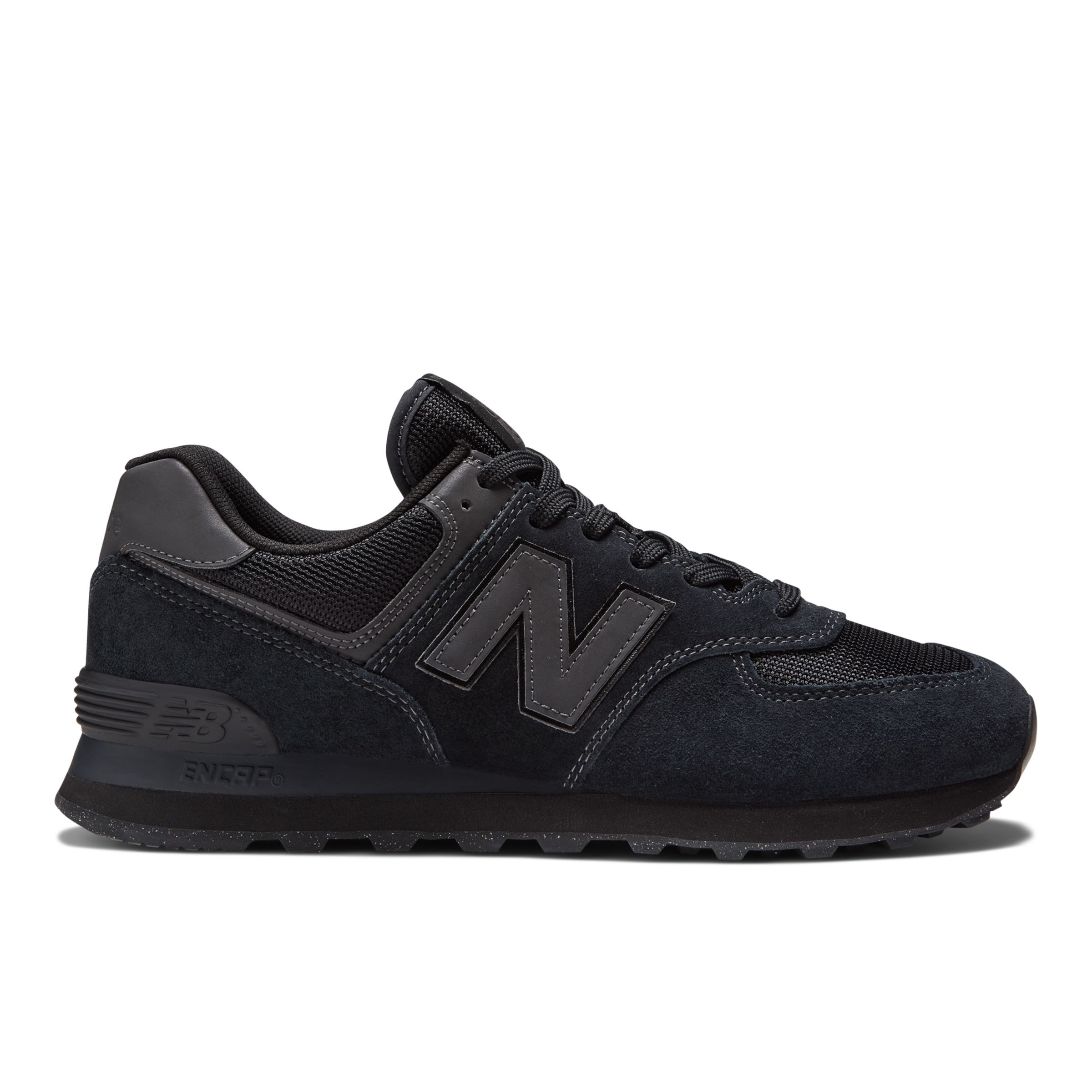 New Balance Men's 574 Core in Black Suede/Mesh, size 10