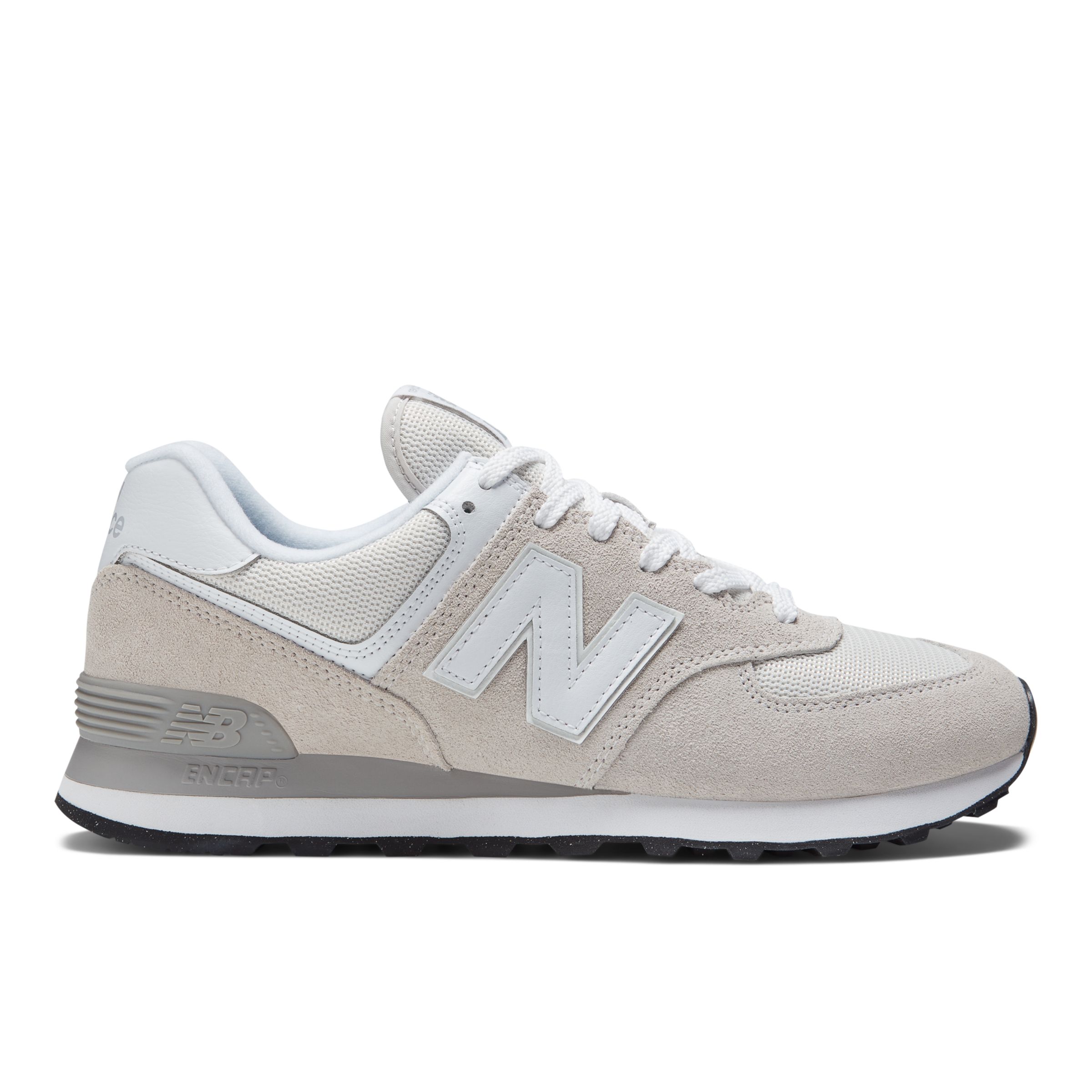 New Balance Men's 574 Core in Grey/White Suede/Mesh, size 9.5