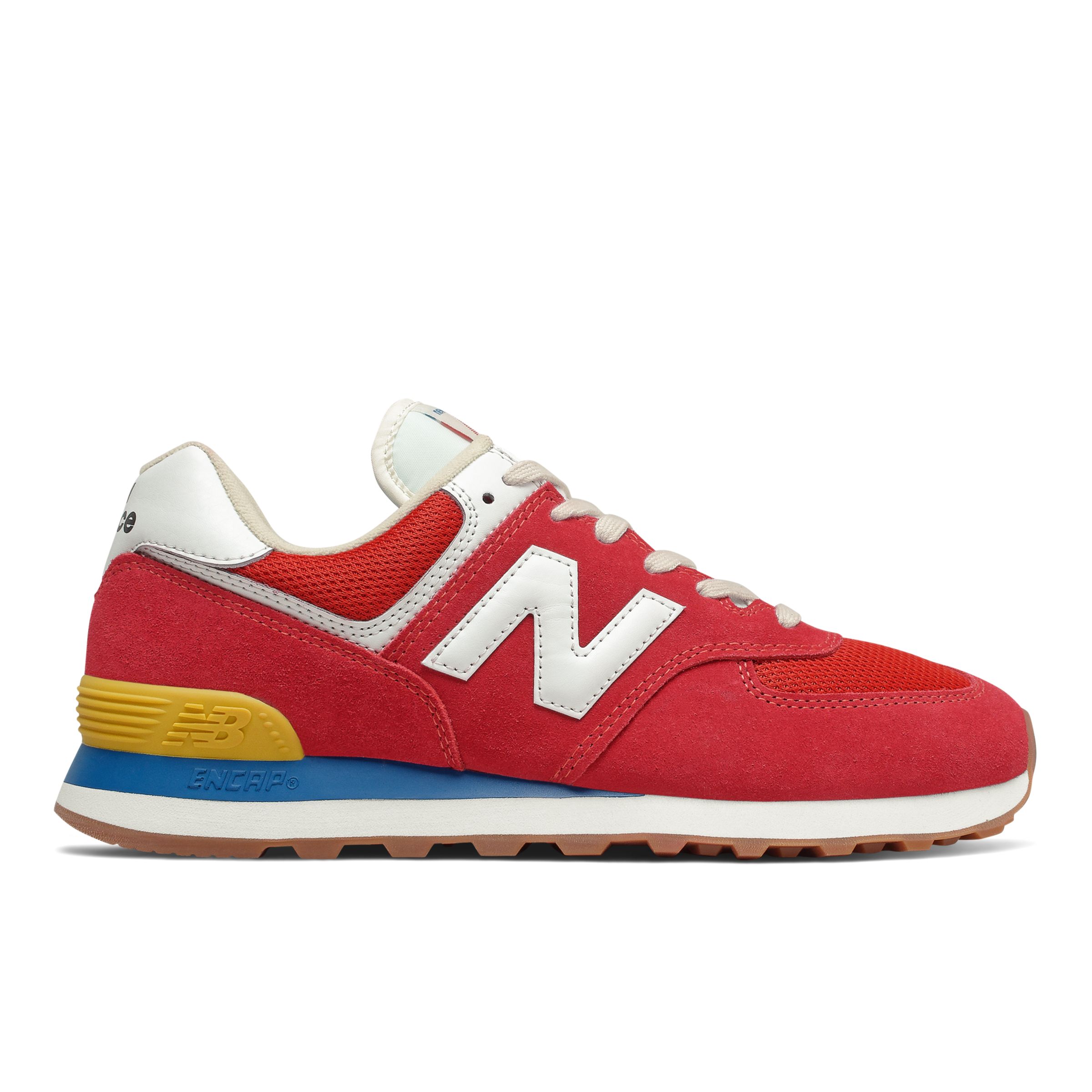 red and white new balance 574