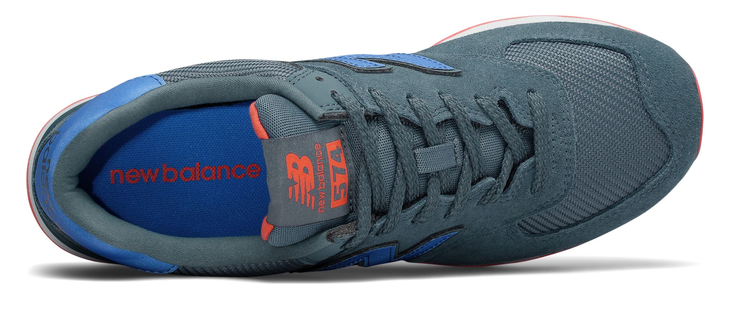 new balance 574 orion blue with coral glow