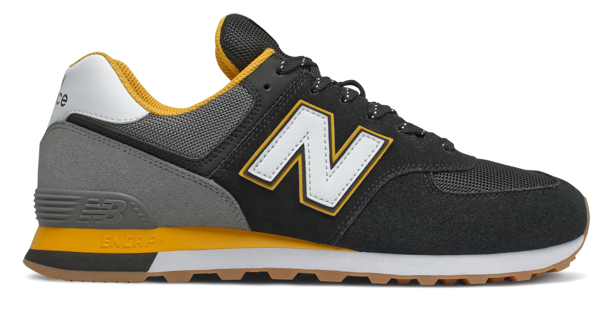 new balance 574 black yellow