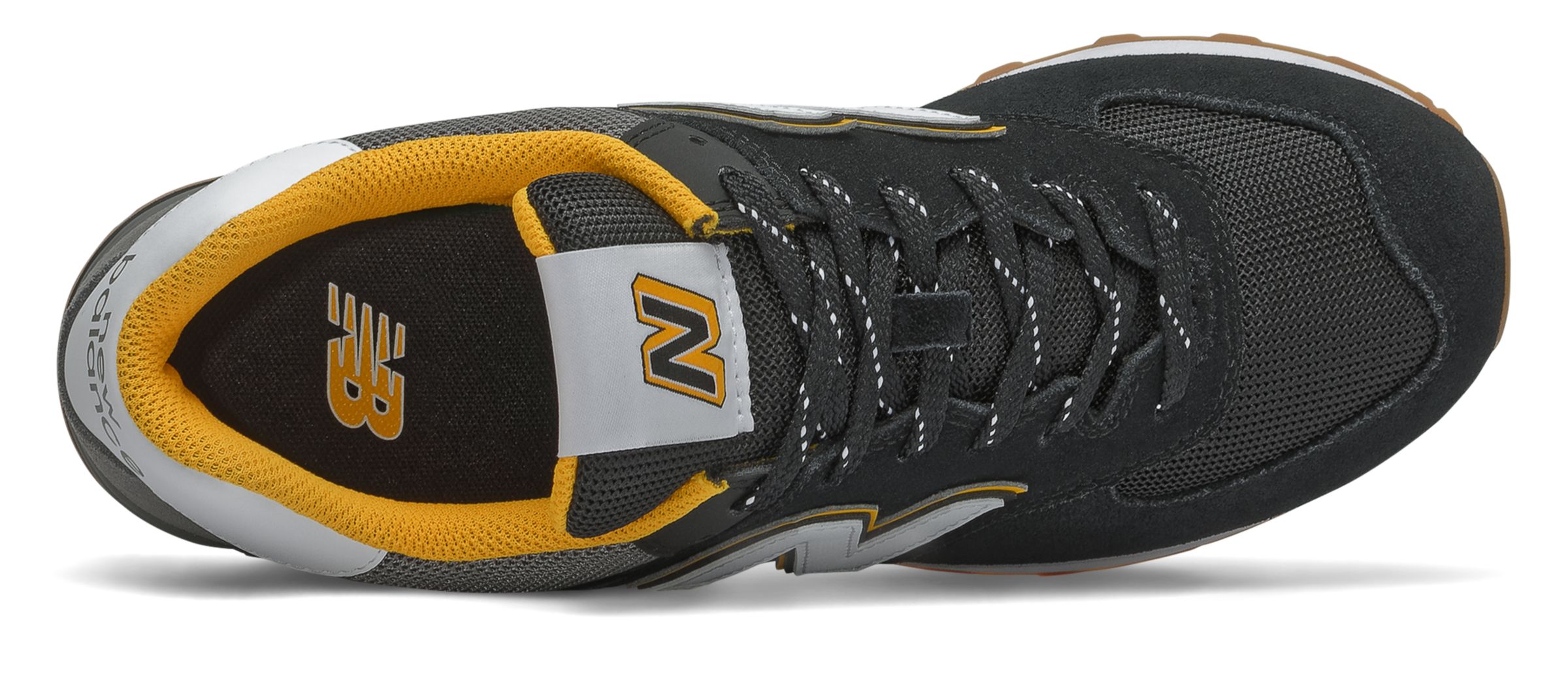 new balance 574 black with team gold