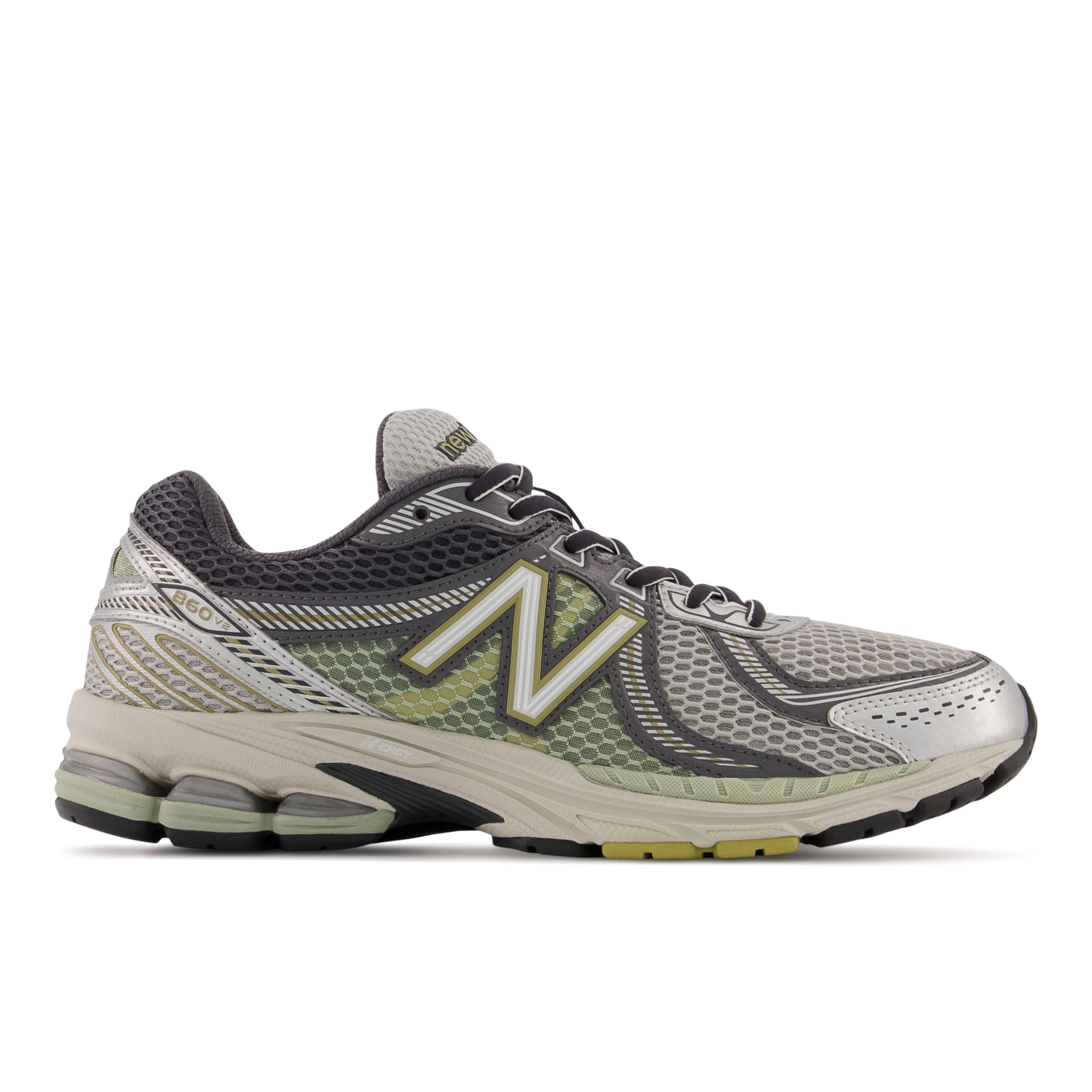 New Balance Men's 860V2 in Grey/Black/Brown Synthetic, size 7.5