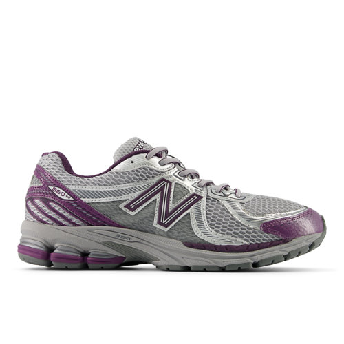 New Balance 860v2 Leather-trimmed Mesh Sneakers In Grey/purple
