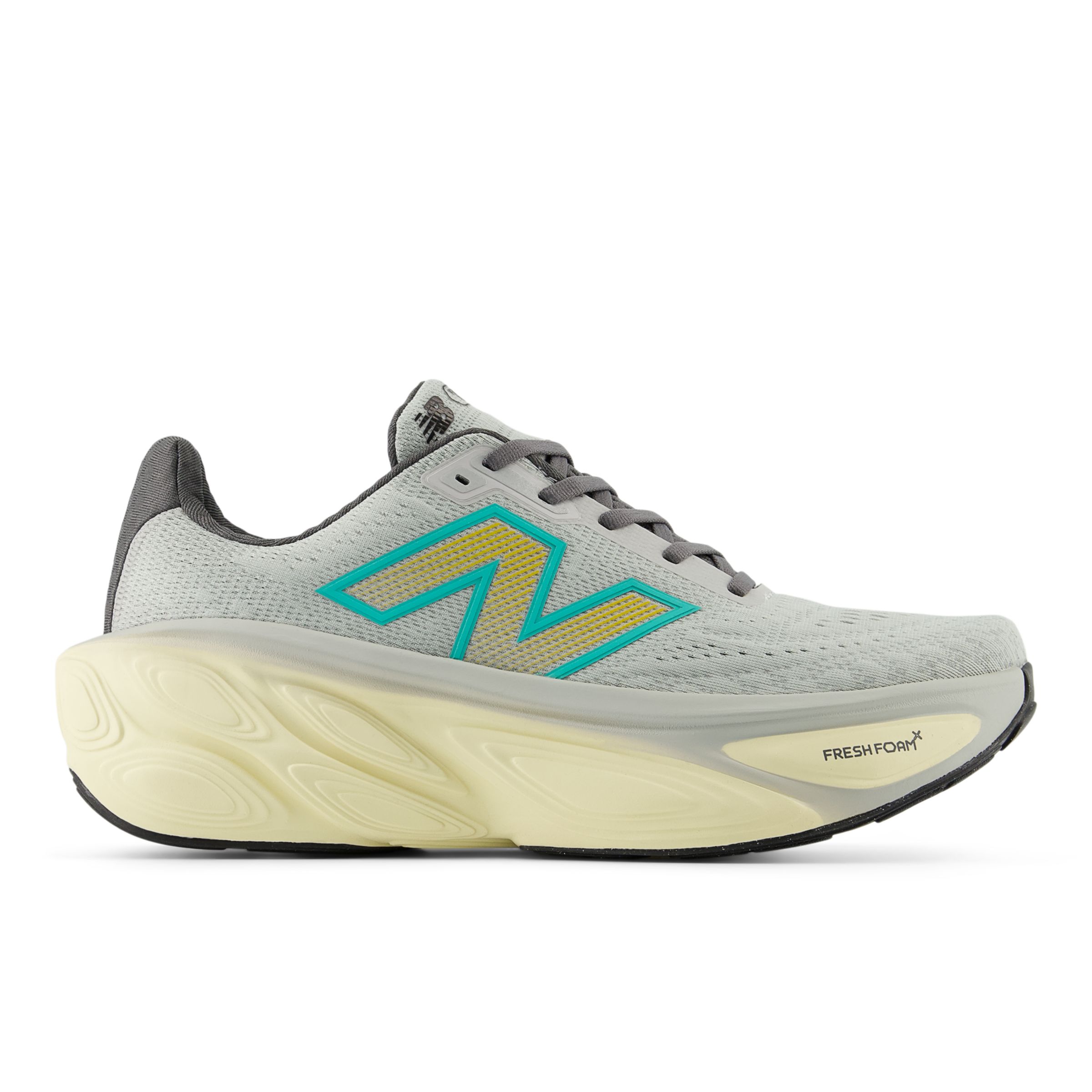 New Balance Men's Fresh Foam X More v5 in Grey/Beige/Green Synthetic, size 11 Wide