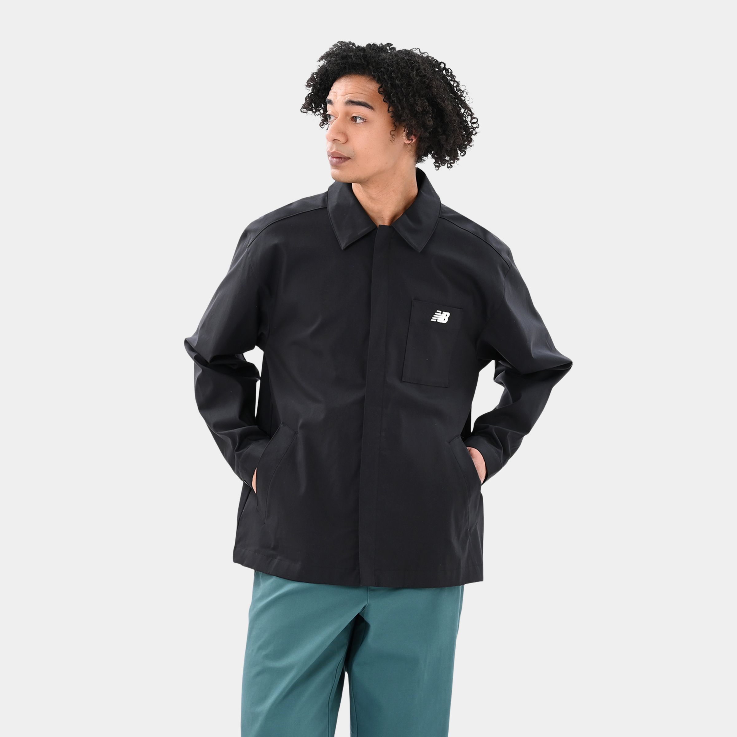 New Balance Homme Coaches Twill Jacket en Noir, Sergé de coton, Taille S