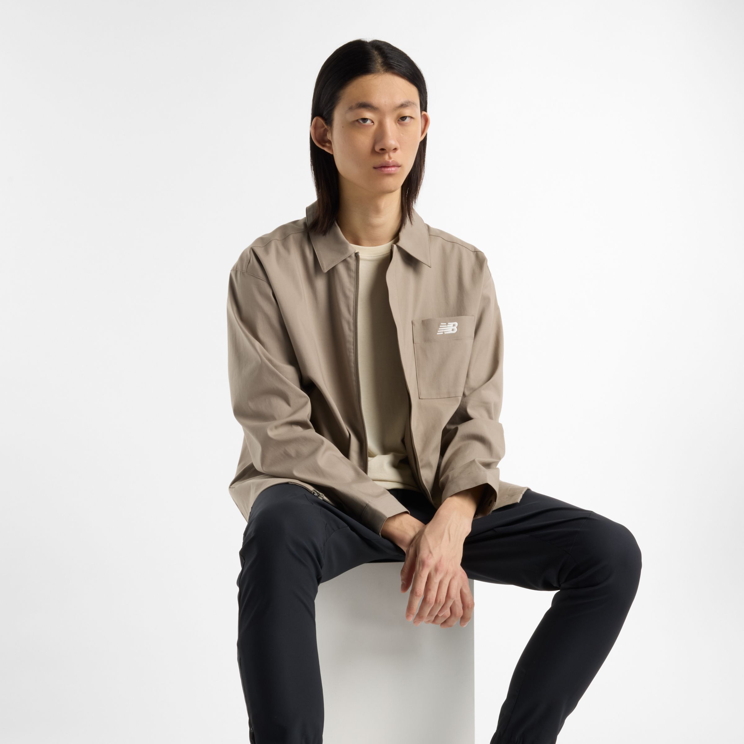 New Balance Homme Coaches Twill Jacket en Marron, Sergé de coton, Taille S