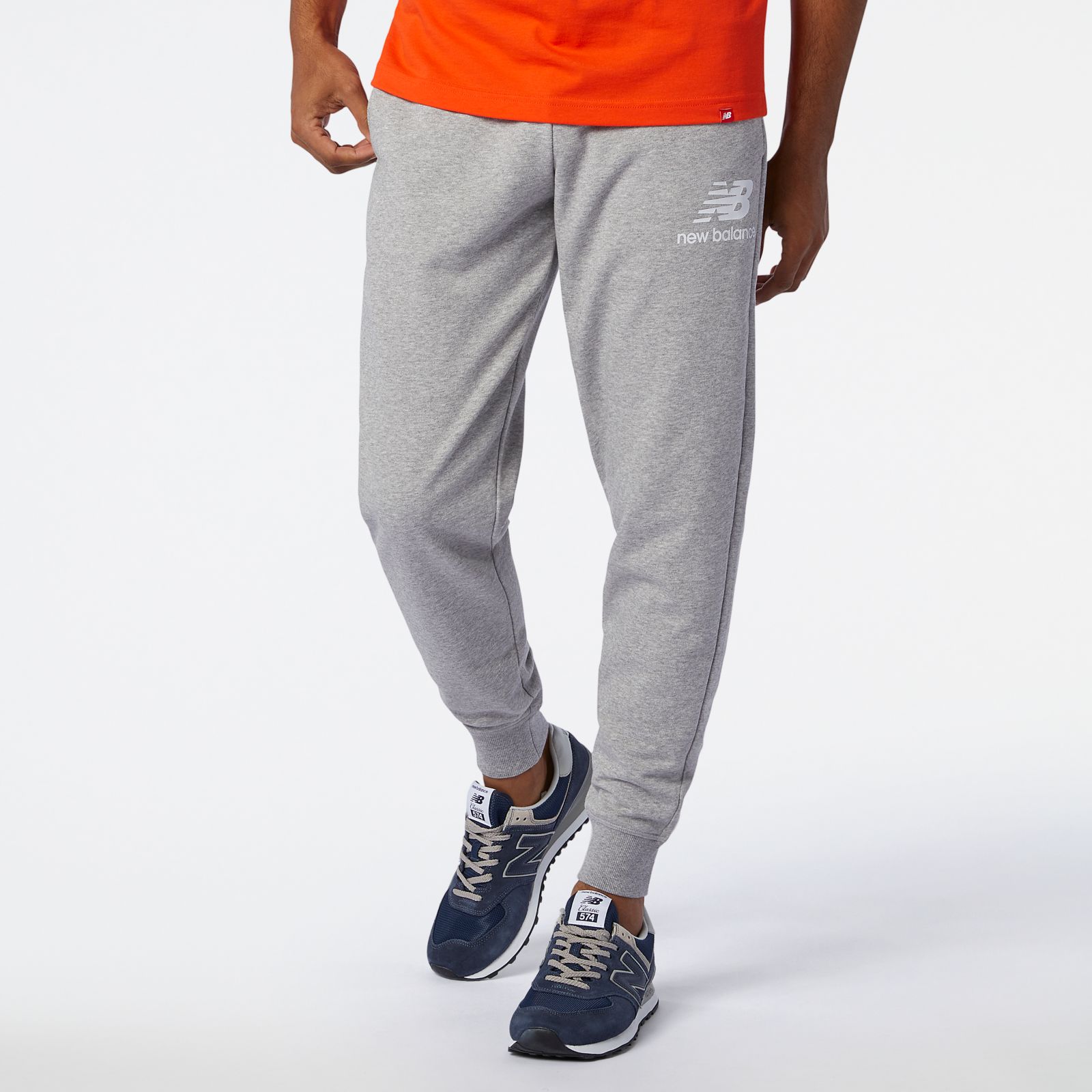 New Balance Men's NB Essentials Stacked Logo Sweatpant, Athletic Grey ,  Medium at  Men's Clothing store