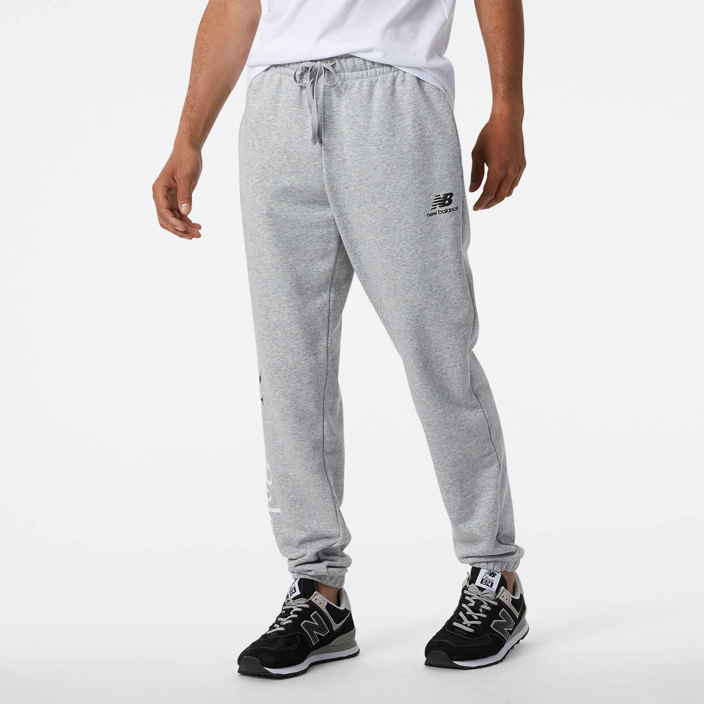 New Balance Homme Pantalons NB Essentials Celebrate en Grey/Gris, Cotton, Taille M