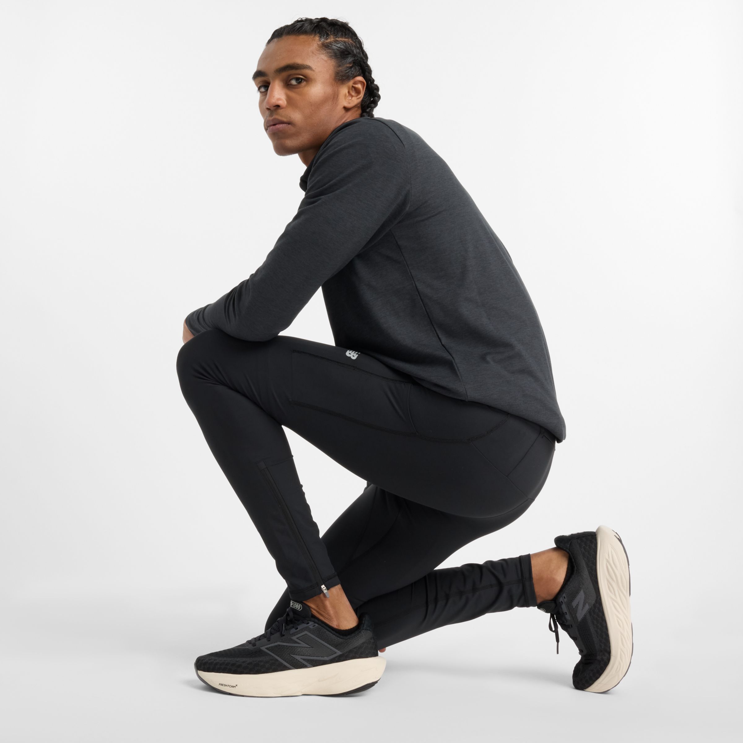 NEW BALANCE HERREN NB SLEEK POCKET TIGHT IN SCHWARZ, POLY-STRICK, GRÖSSE XL 