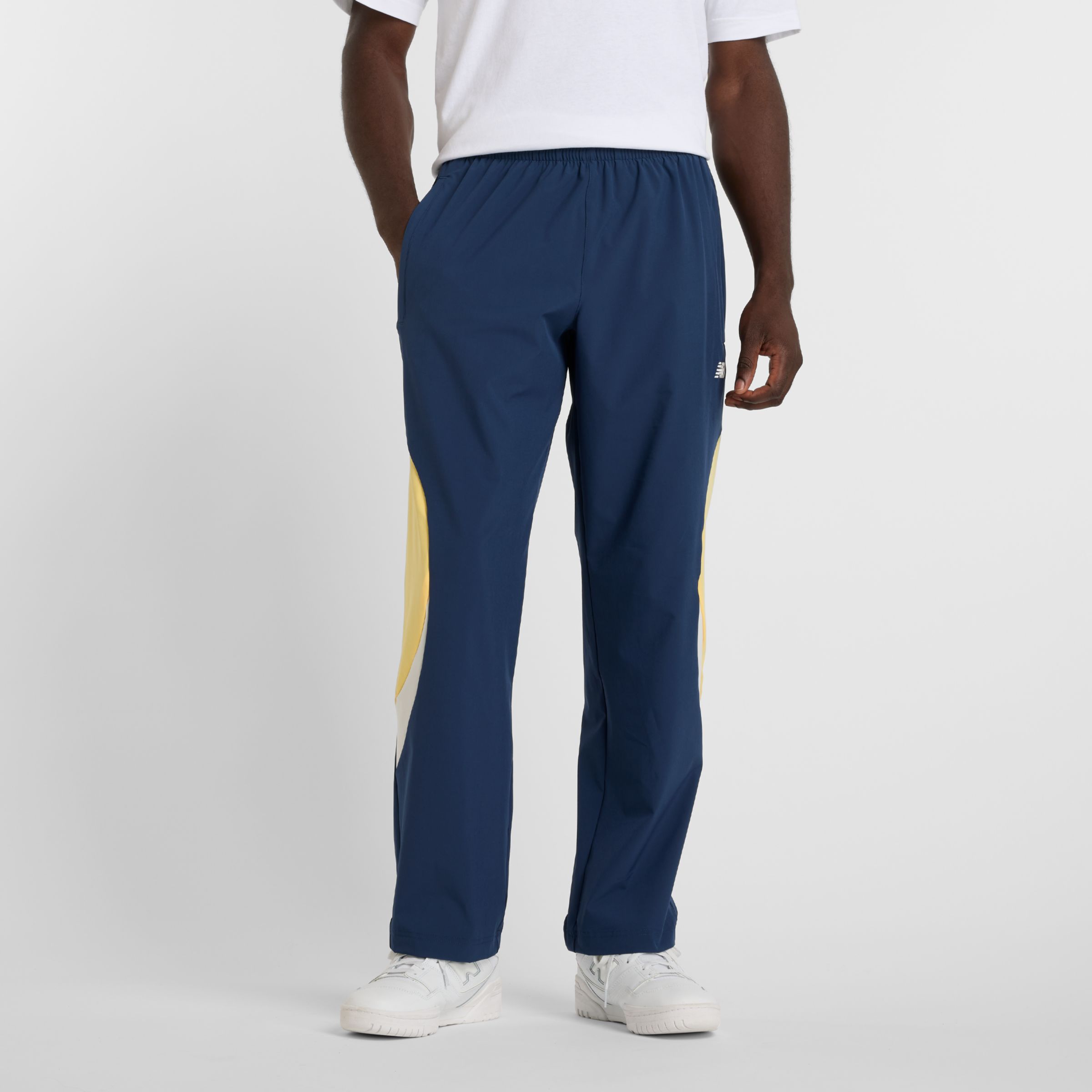 New Balance Men's In Game Woven Track Pant in Blue Polywoven, size Large