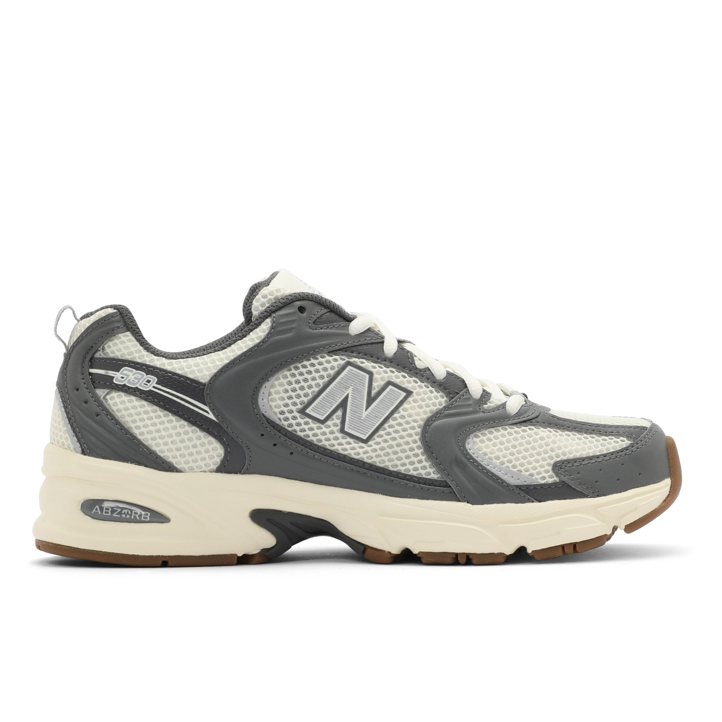 New Balance Unisex 530 in Grey/Beige/White Synthetic, size 3.5