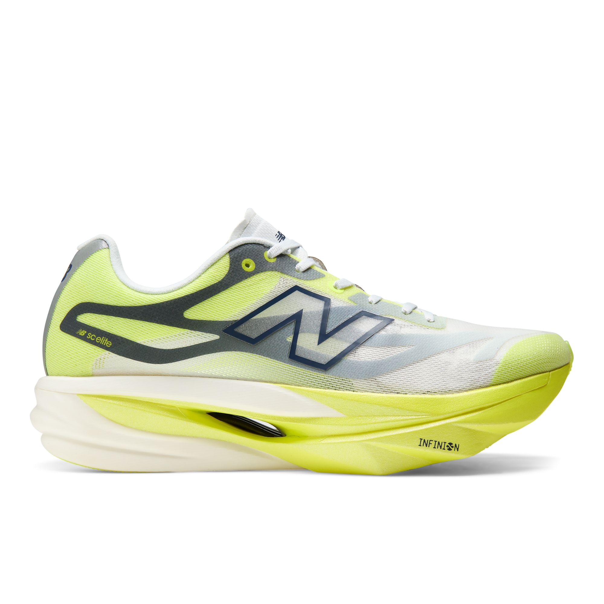 New Balance SuperComp Elite v6 masculina, vista lateral sobre fundo branco