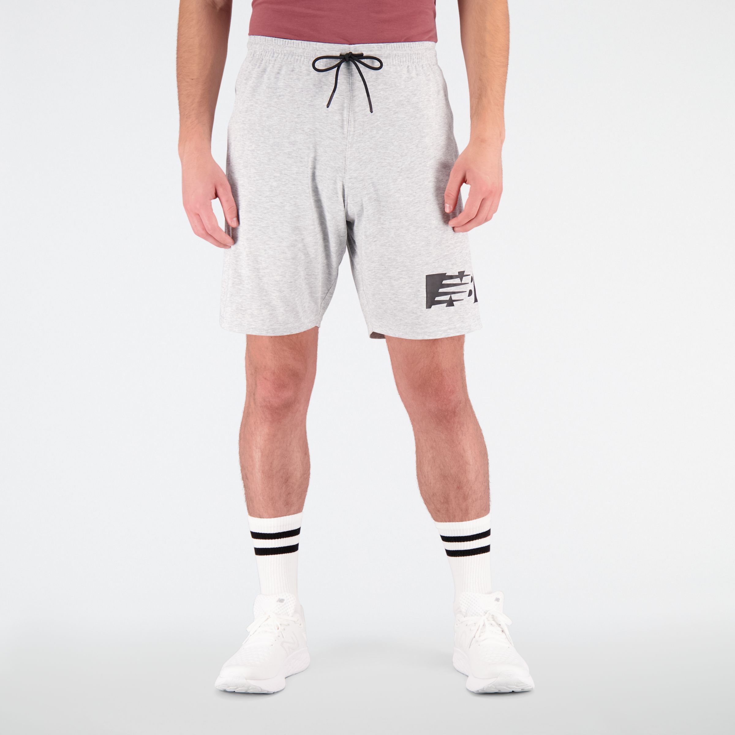 New Balance Homme Short Heathertech Knit en Grey/Gris, Cotton, Taille M