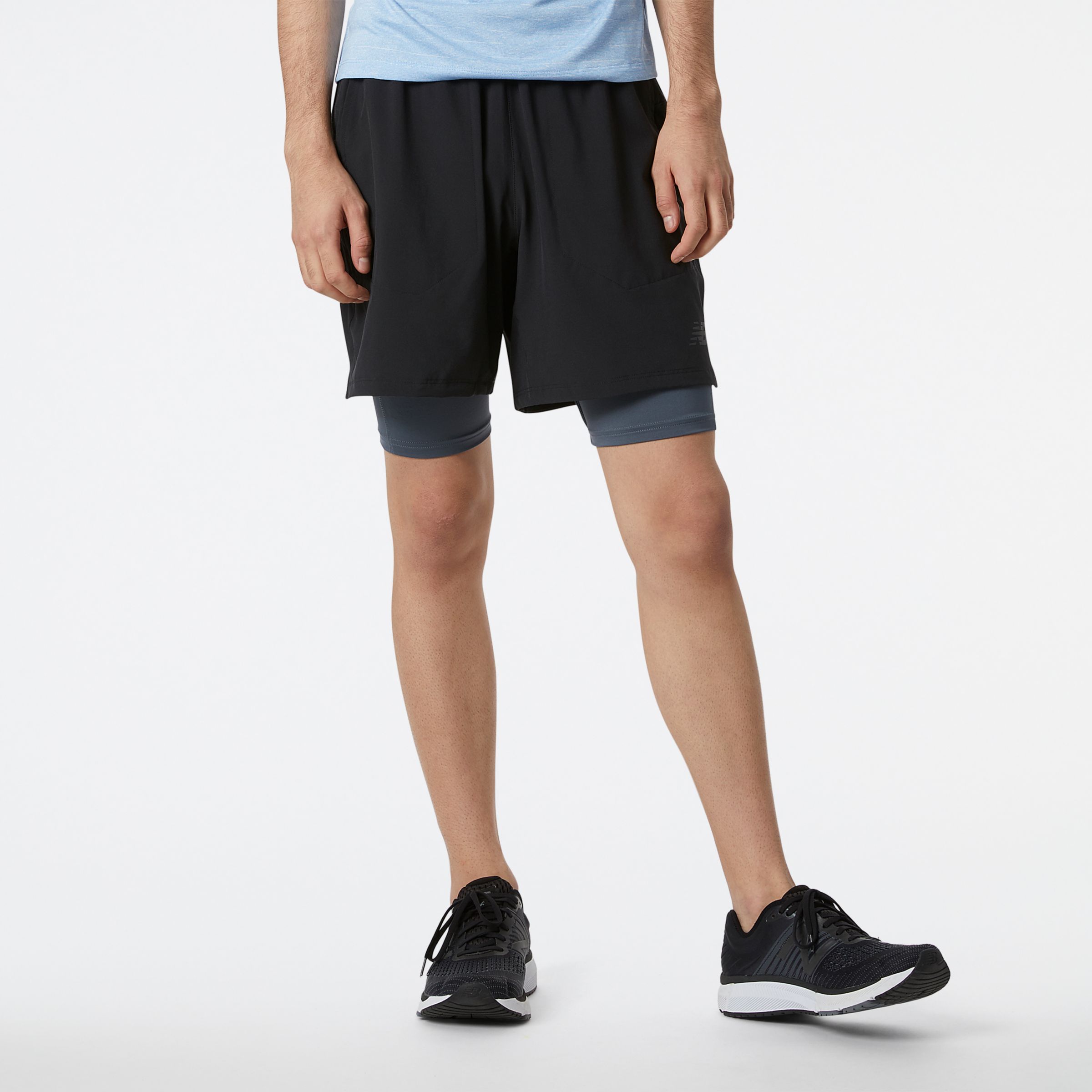 New Balance Homme Short R.W.Tech 7 Inch 2-in-1 en Black/Noir, Polywoven, Taille M