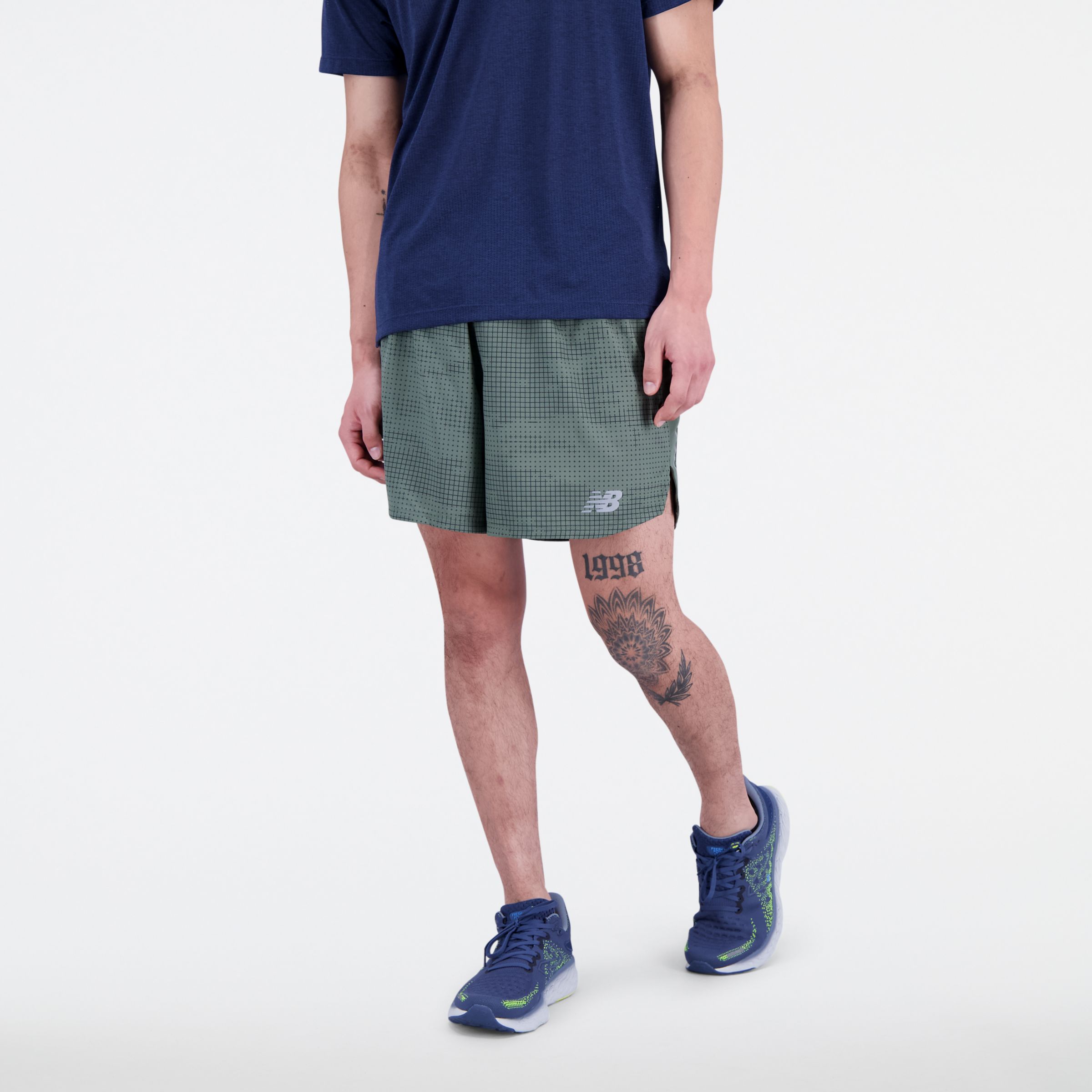 

New Balance Men's Printed Impact Run 5 Inch Short Green - Green