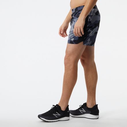 New Balance Men's Accelerate 5 Inch Short, Grey Print, Small at   Men's Clothing store