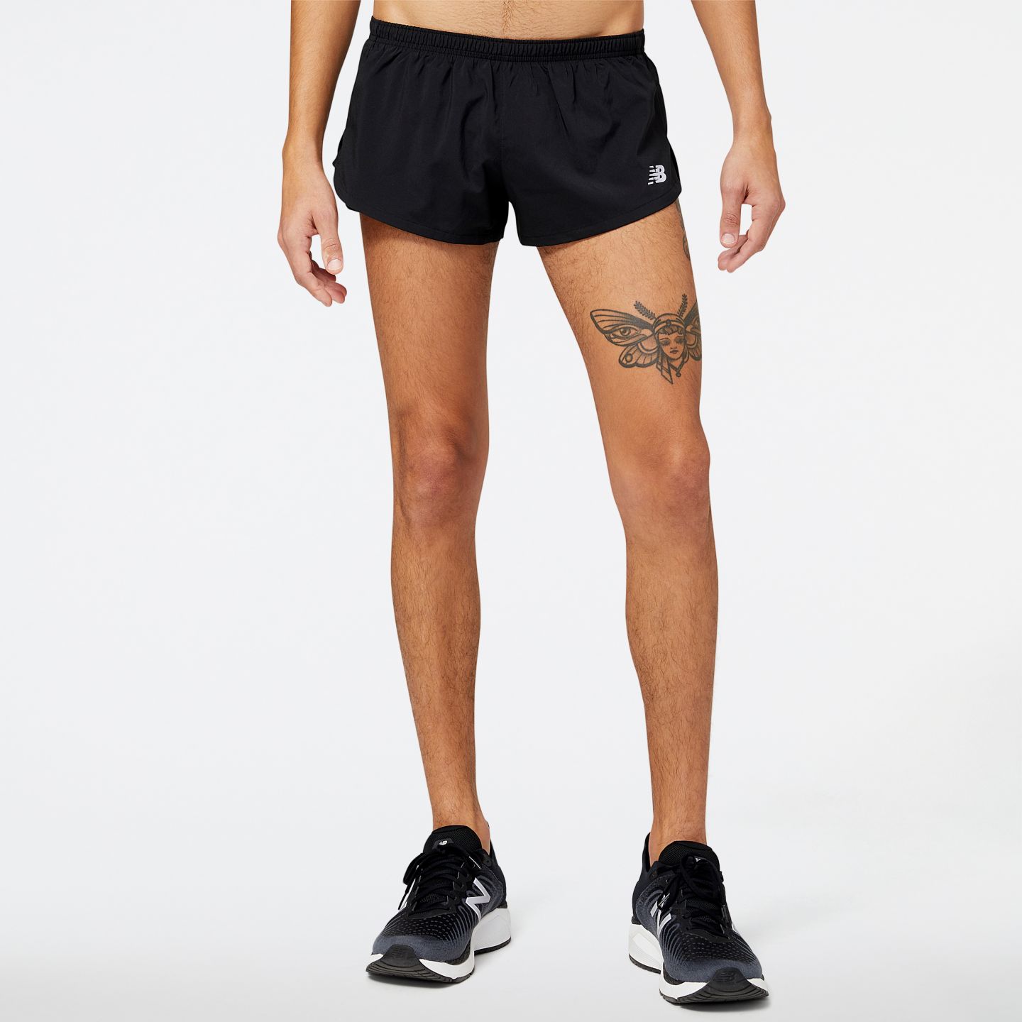Мужские шорты New Balance Accelerate 3 Inch Split Short, цвет: Чёрный — фото 1