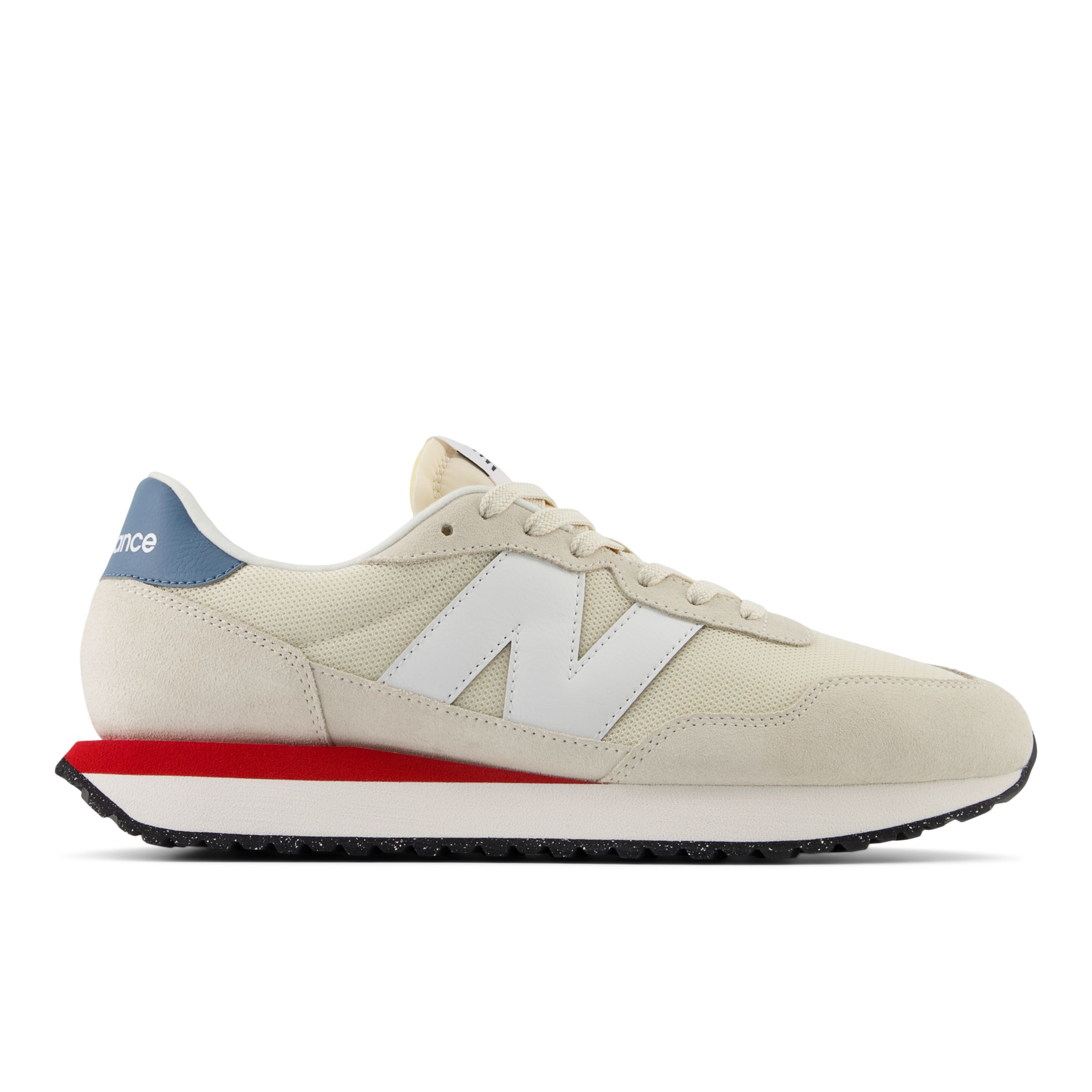 New Balance Men's 237 in Beige/White/Blue/Red Suede/Mesh, size 10.5