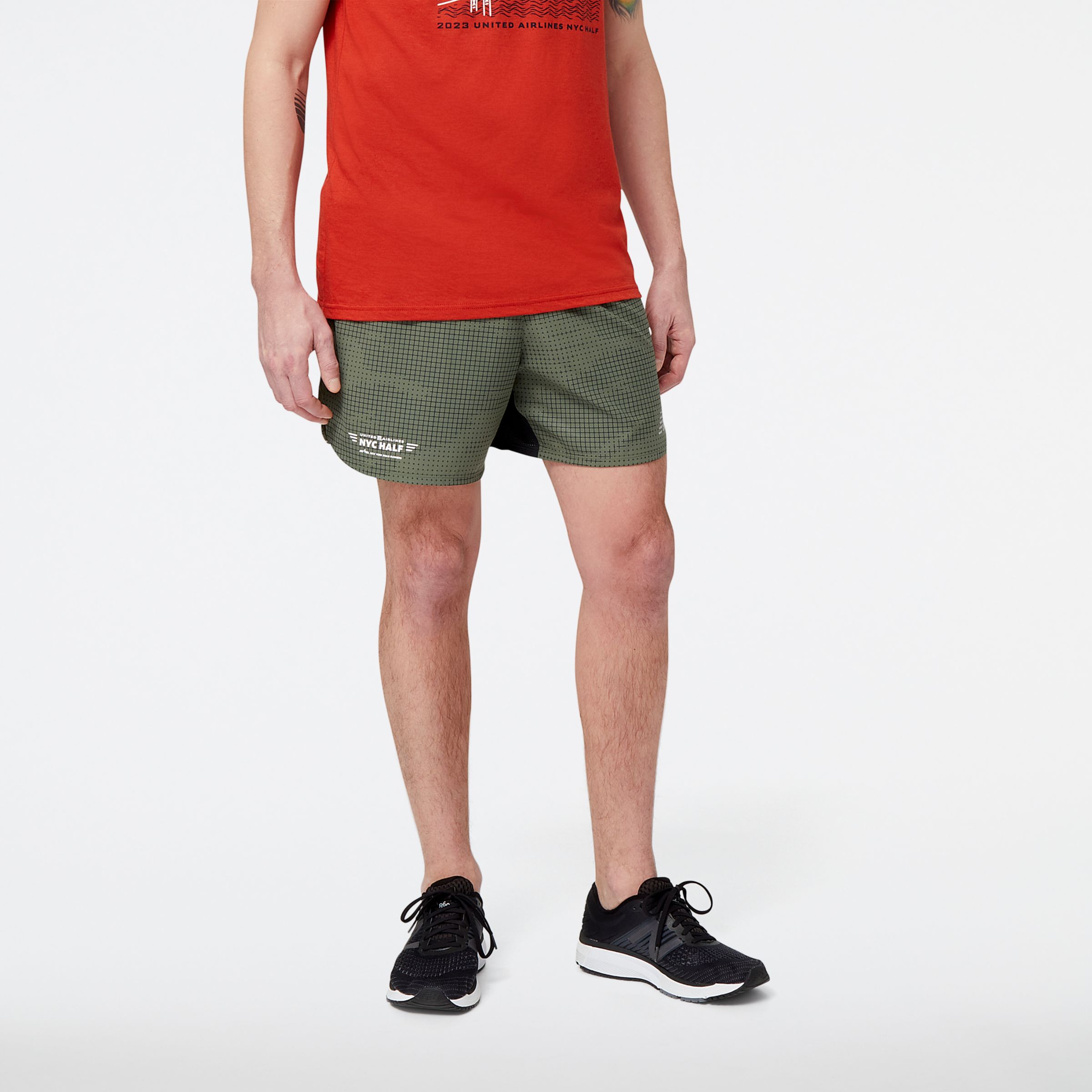 

New Balance Men's United Airlines NYC Half Printed Impact Run 5 Inch Short Green - Green