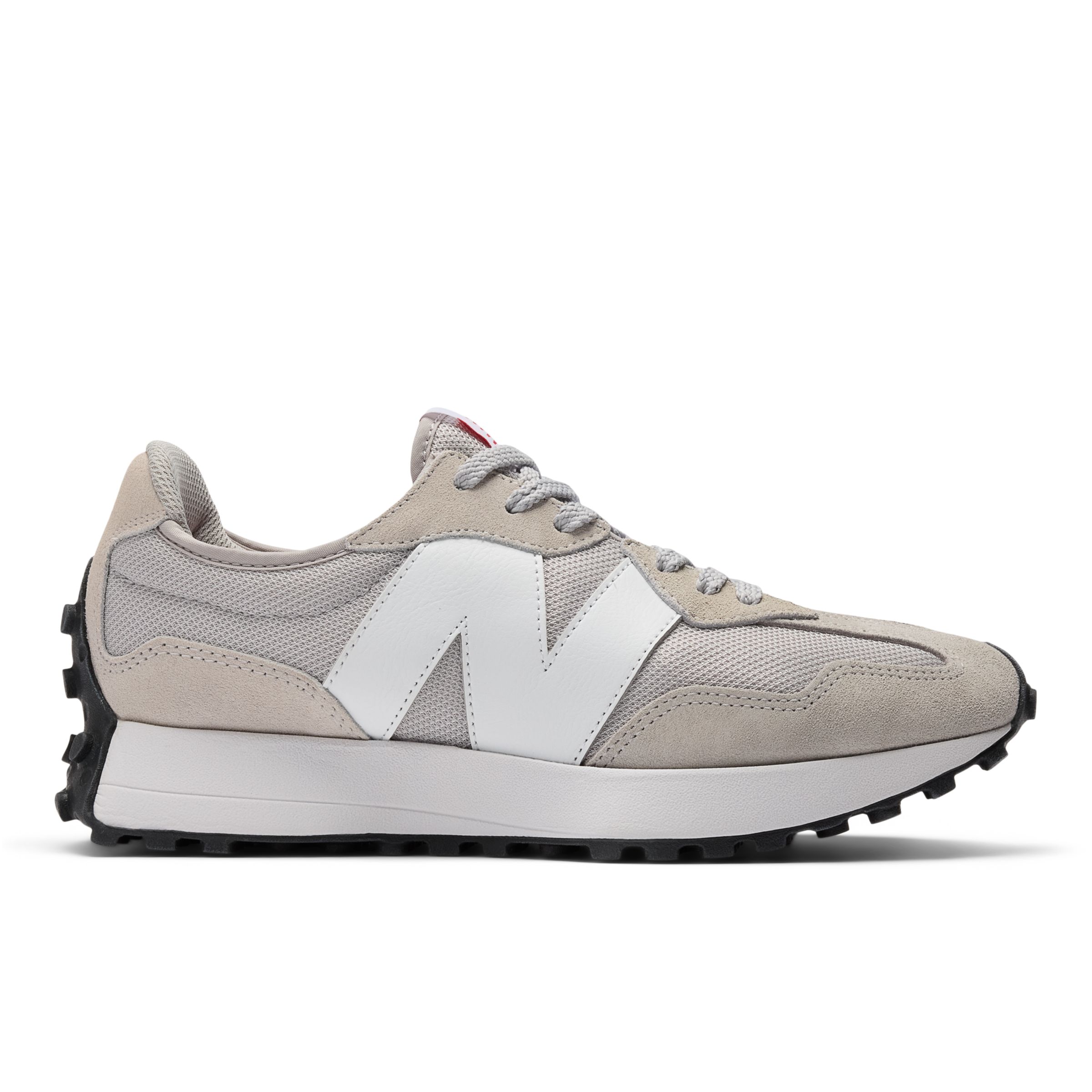 New Balance Unisex 327 in Beige/White Suede/Mesh, size 10.5