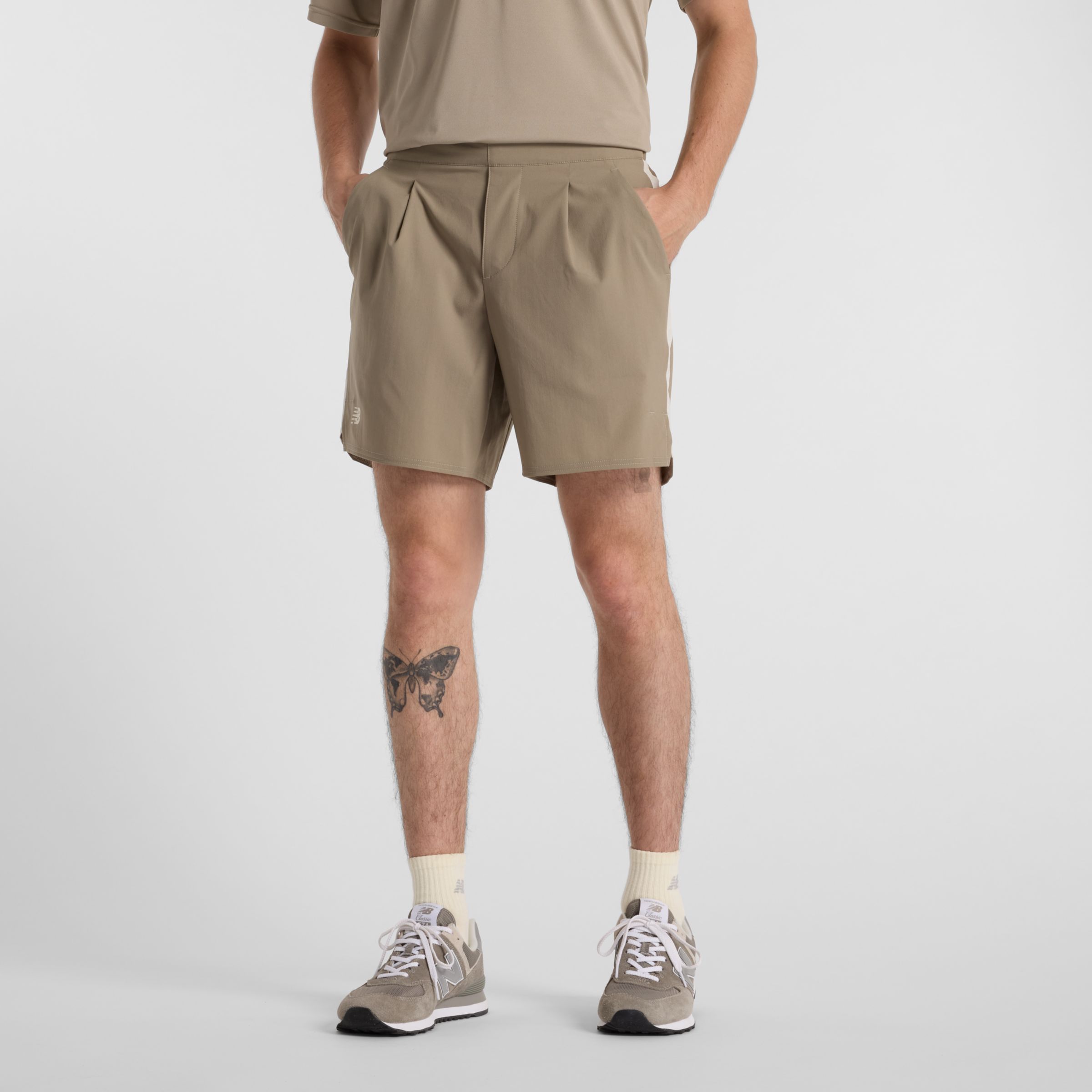 New Balance Homme Tournament Short en Beige, Polytissé, Taille XL