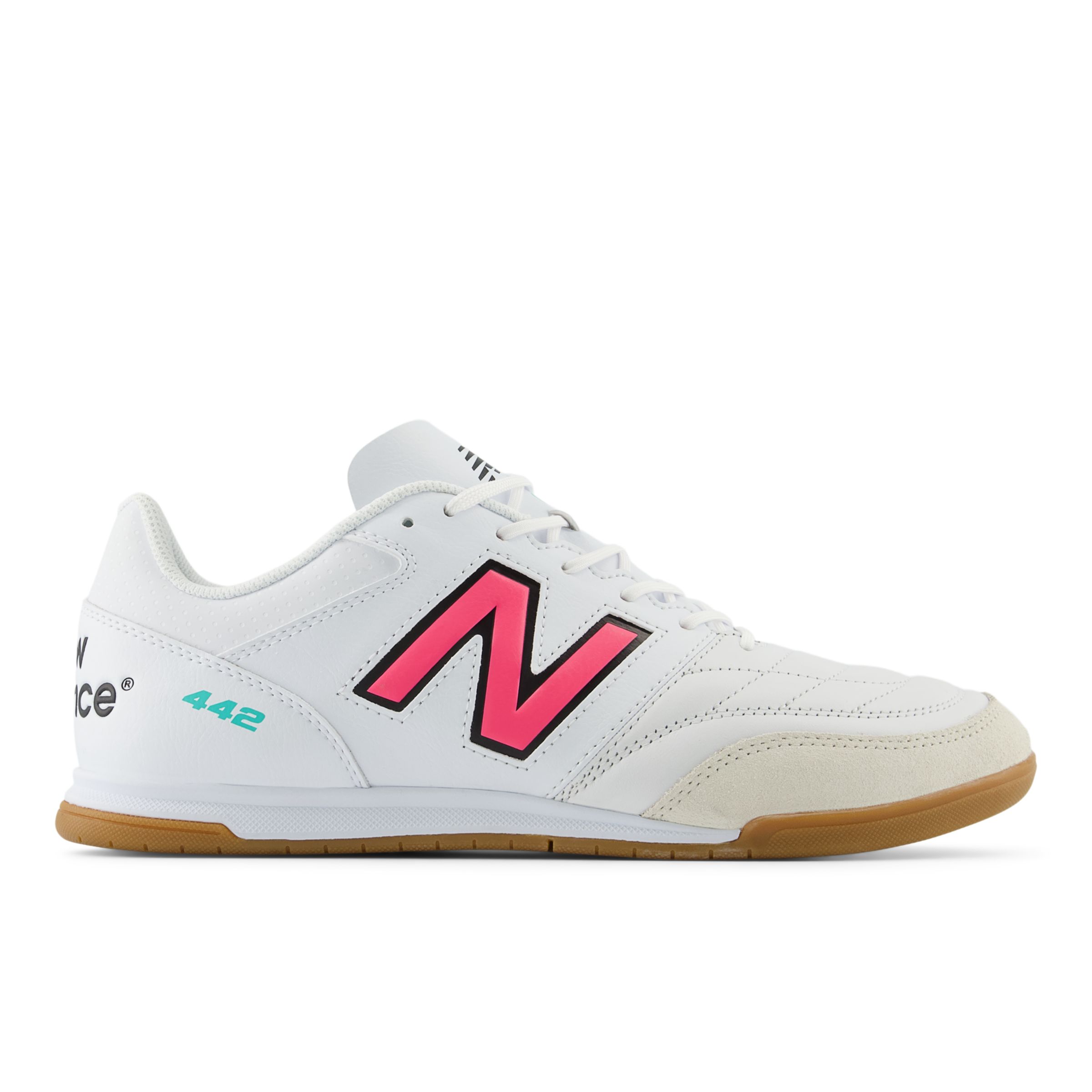 New Balance Men's 442 V2 TEAM IN in White/Yellow/Pink/Black Synthetic, size 11