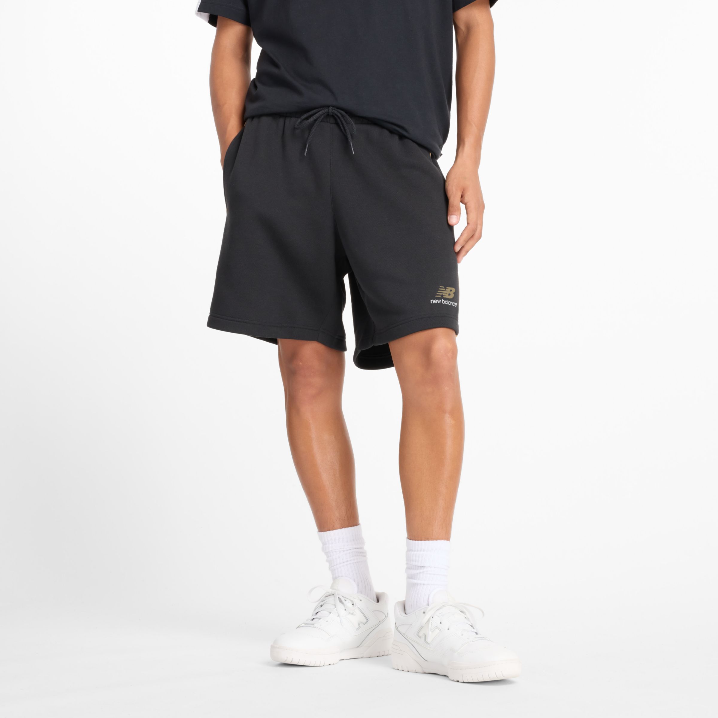 New Balance Uomo Classics Fleece Short 7" in Nero, Taglia XS
