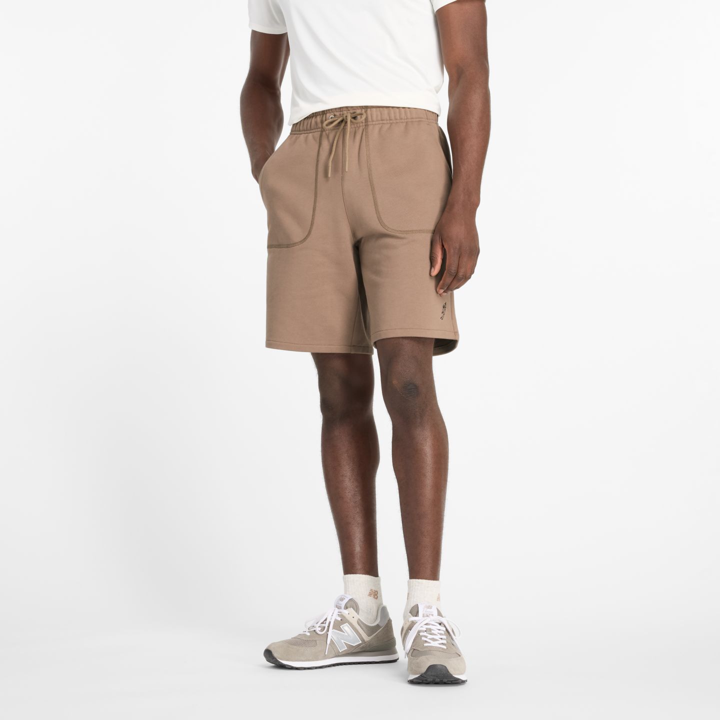Мужские шорты New Balance Ohtani French Terry Short 9", цвет: Серо-бежевый — фото 1