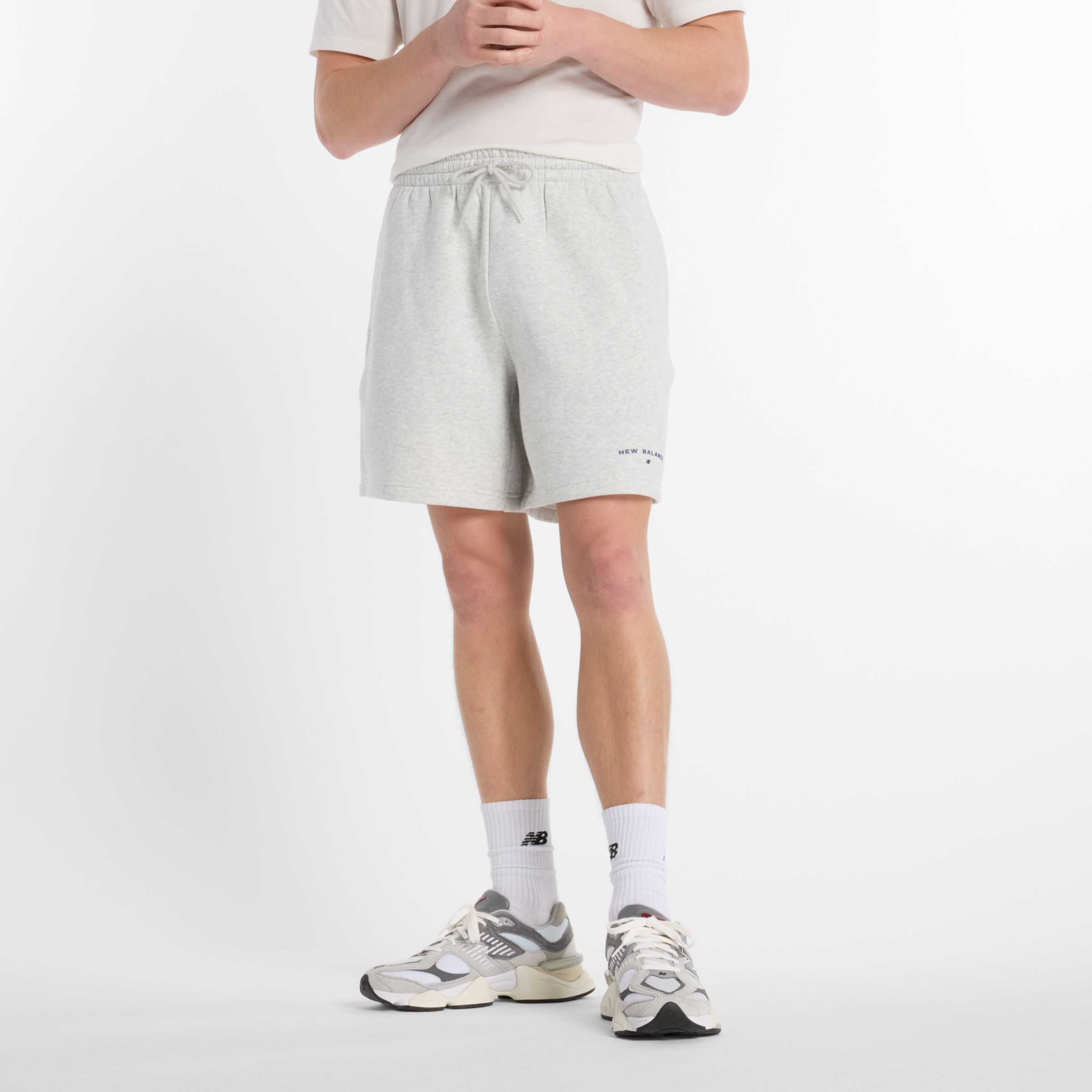 New Balance Homme Reimagined Fleece Graphic Short 7" en Gris, Coton, Taille XS
