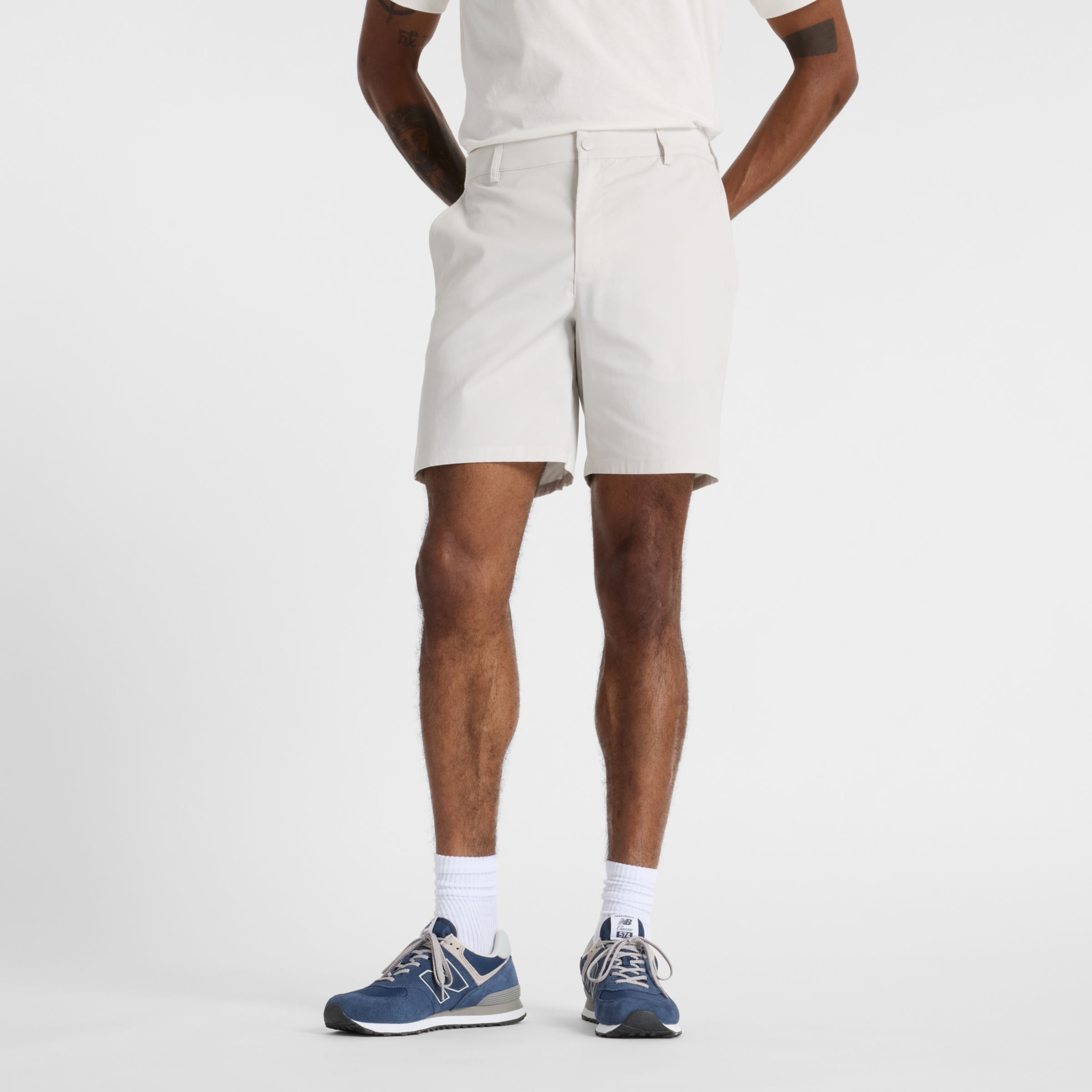 New Balance Men's Athletics Standard Short 7" in Grey Cotton Twill, size Large