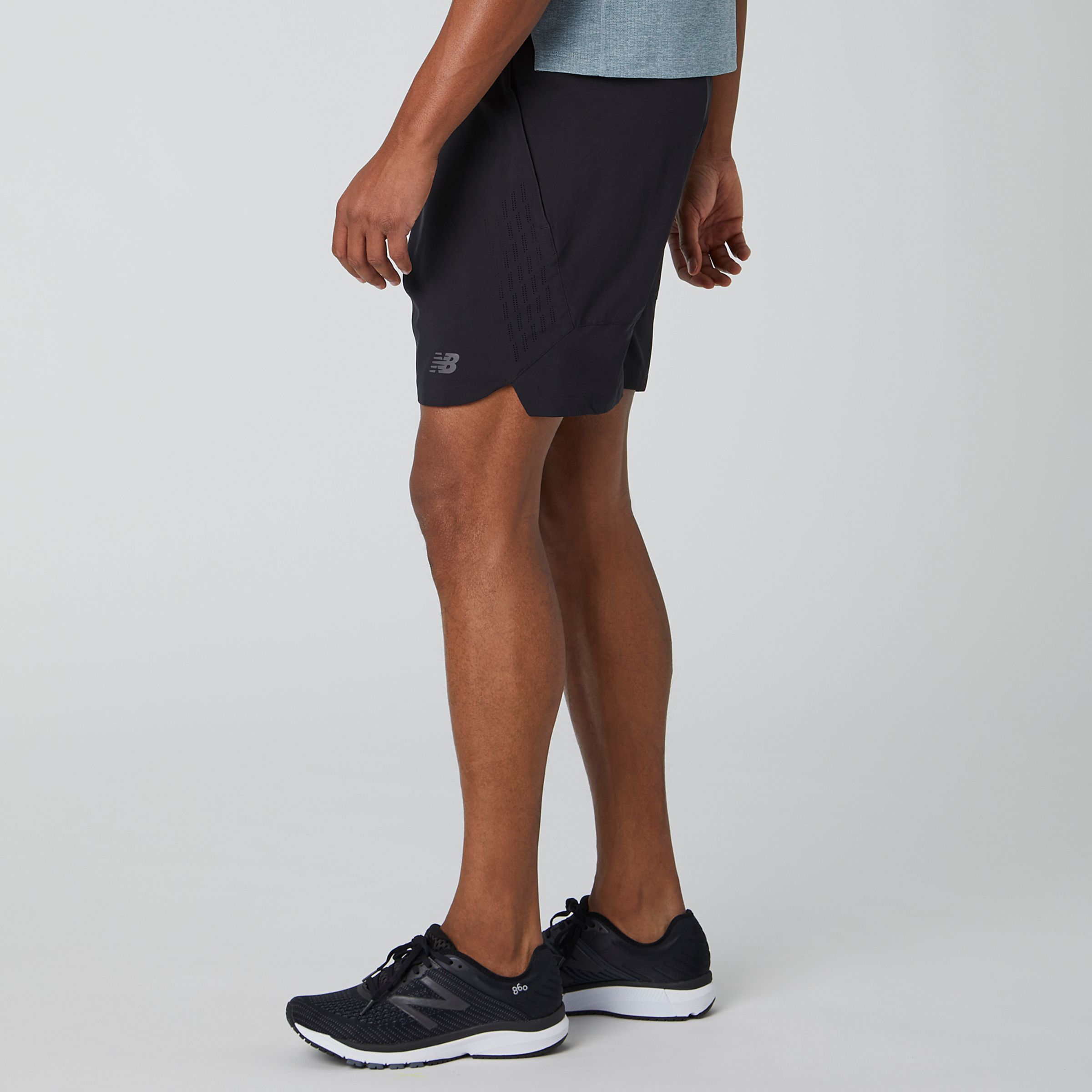 new balance men's 7 running shorts black