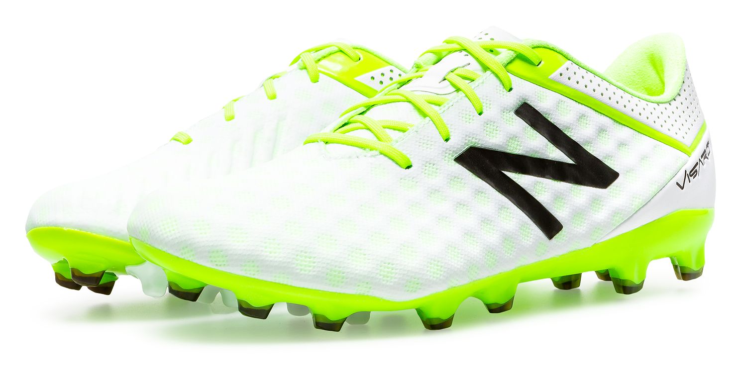 New Balance Men's Visaro Pro FG in White/Green/Black Synthetic - MSVROFWT