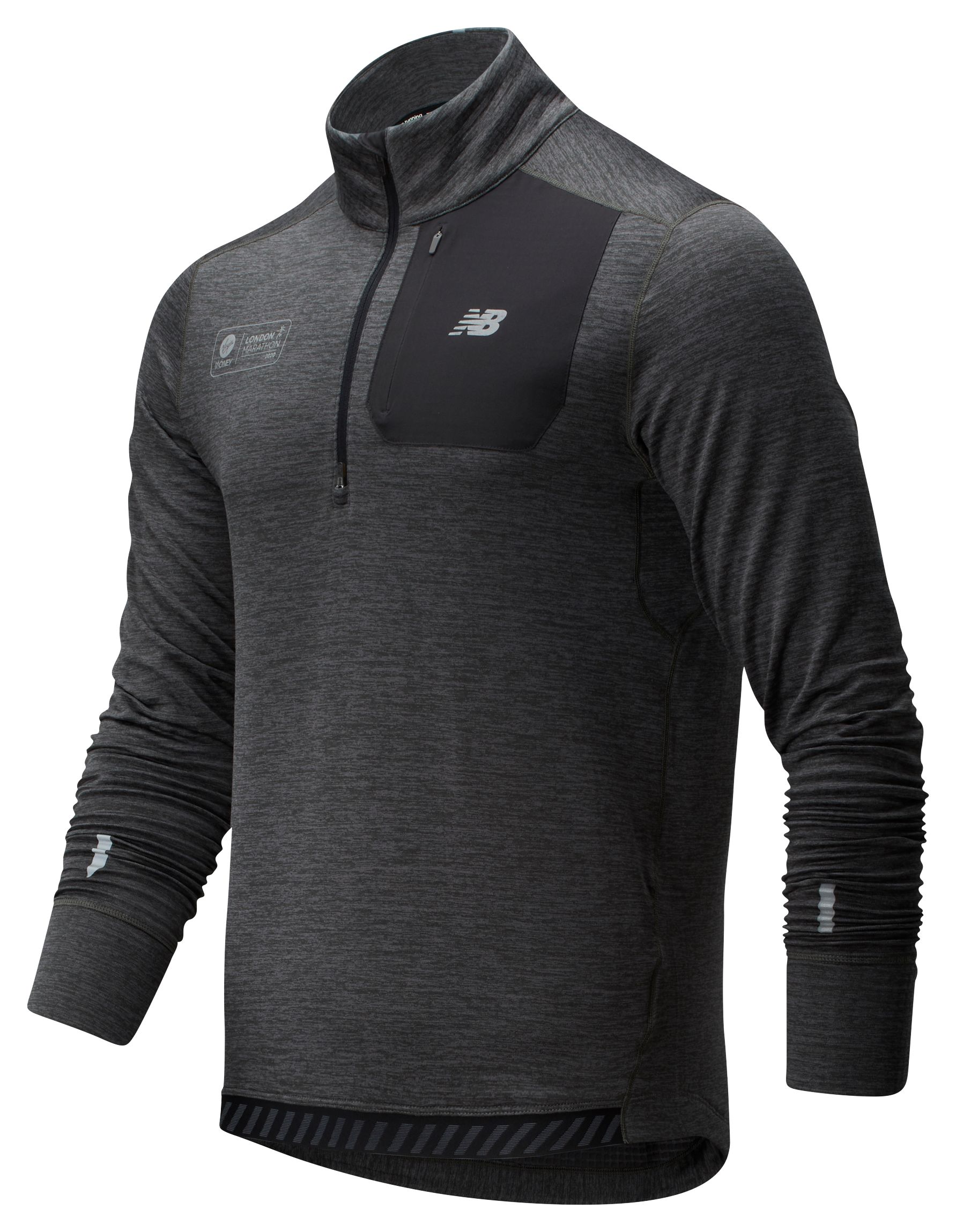 NB London Marathon NB Heatgrid Half Zip, MT01220DHC, Heather Charcoal