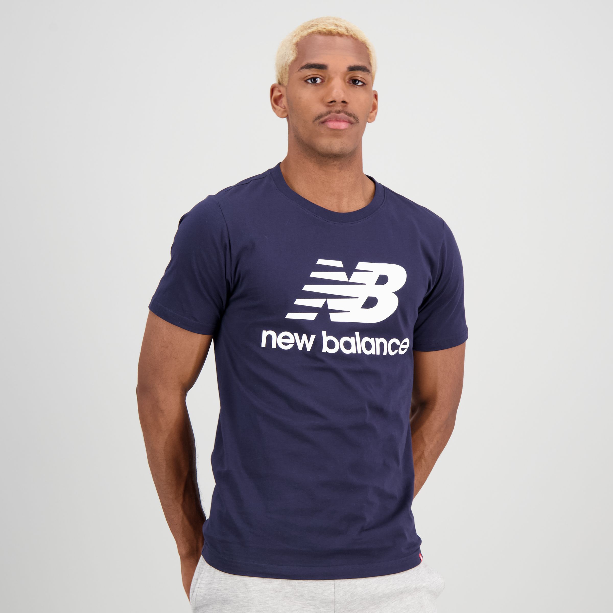 New Balance Men's NB Essentials Stacked Logo Tee | eBay