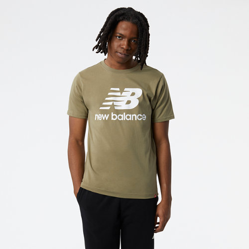 

New Balance Men's NB Essentials Stacked Logo Tee Green - Green