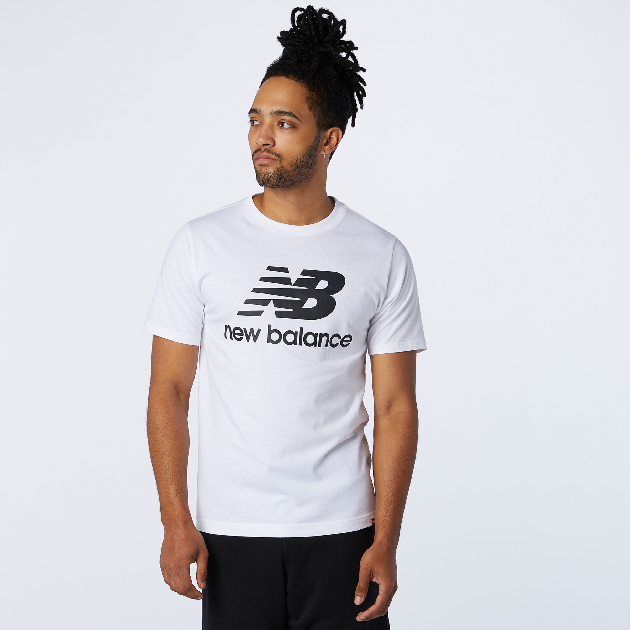 

New Balance Men's NB Essentials Stacked Logo Tee White - White