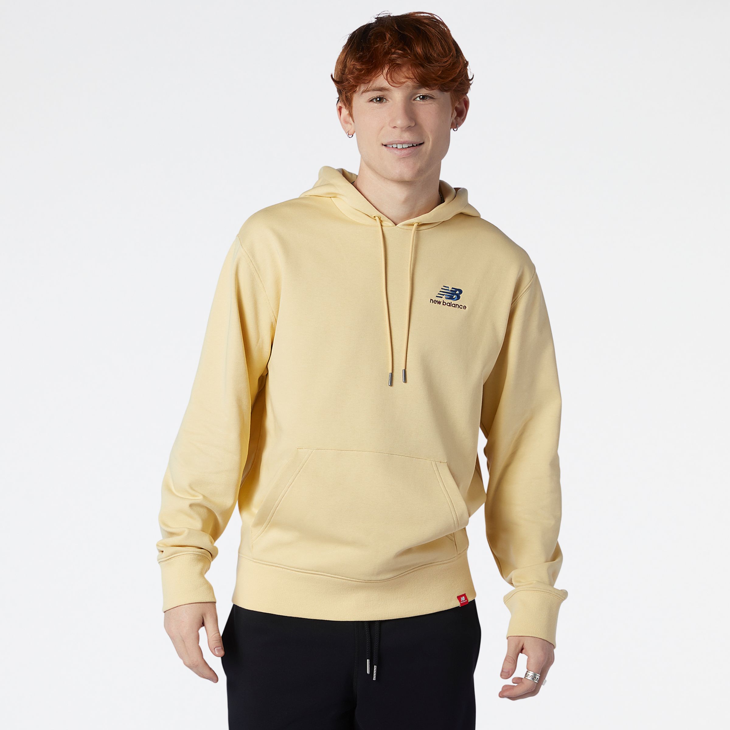 nb essentials embroidered hoodie