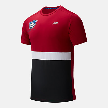 New Balance NYC Half Training Striped Accelerate Short Sleeve, MT13207CHOR image number null