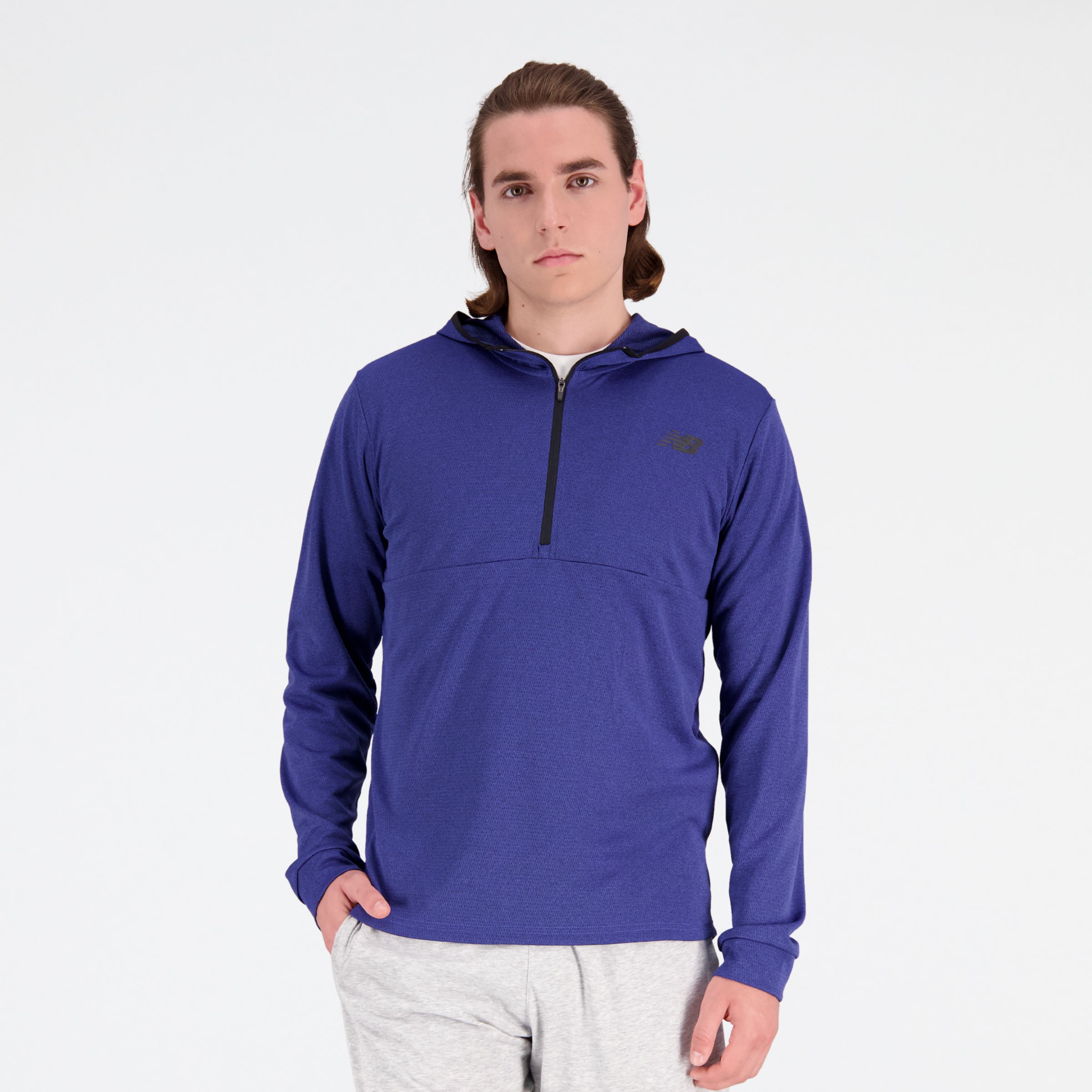 New balance men's shop zip hoodie athletic grey