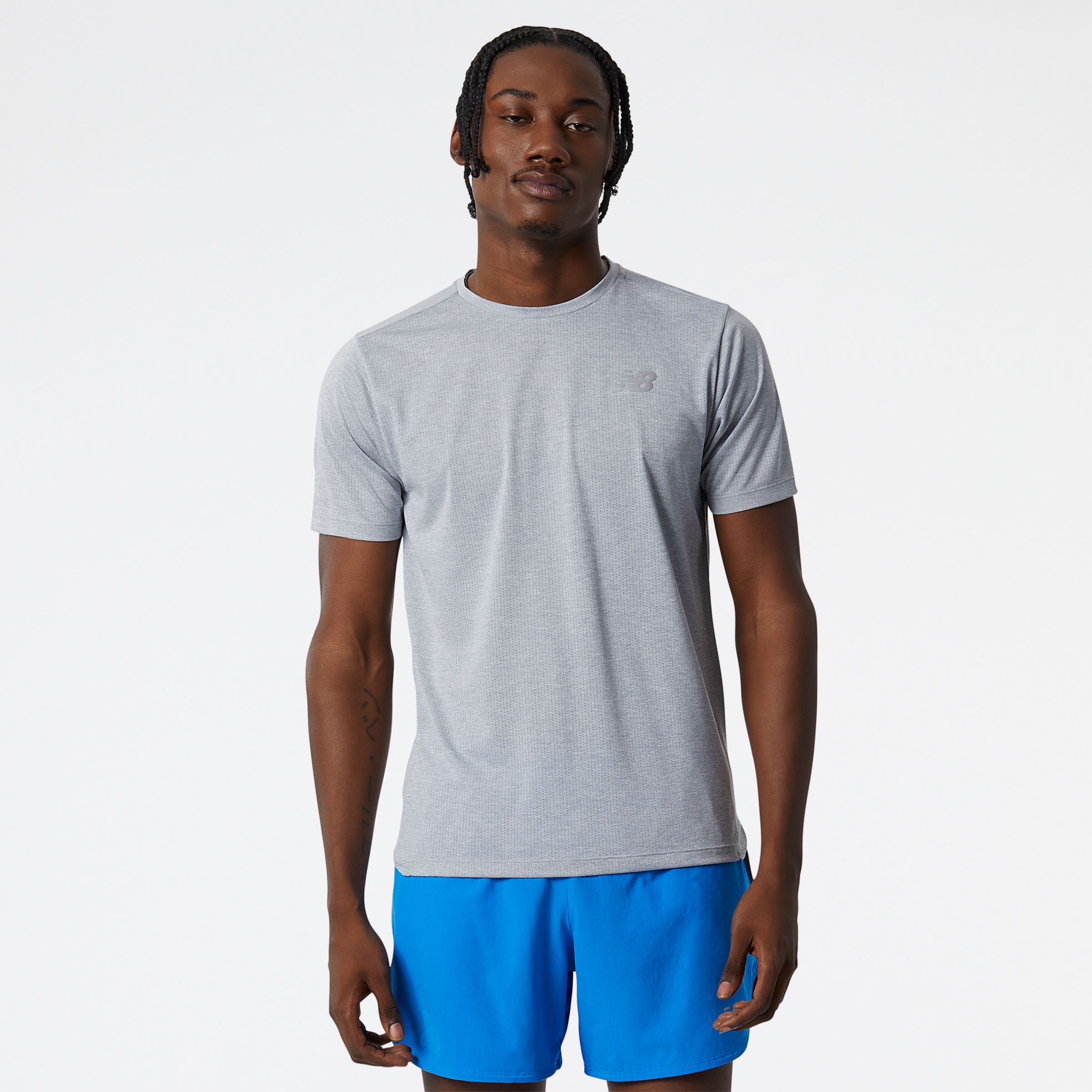 

New Balance Men's Impact Run Short Sleeve Grey - Grey