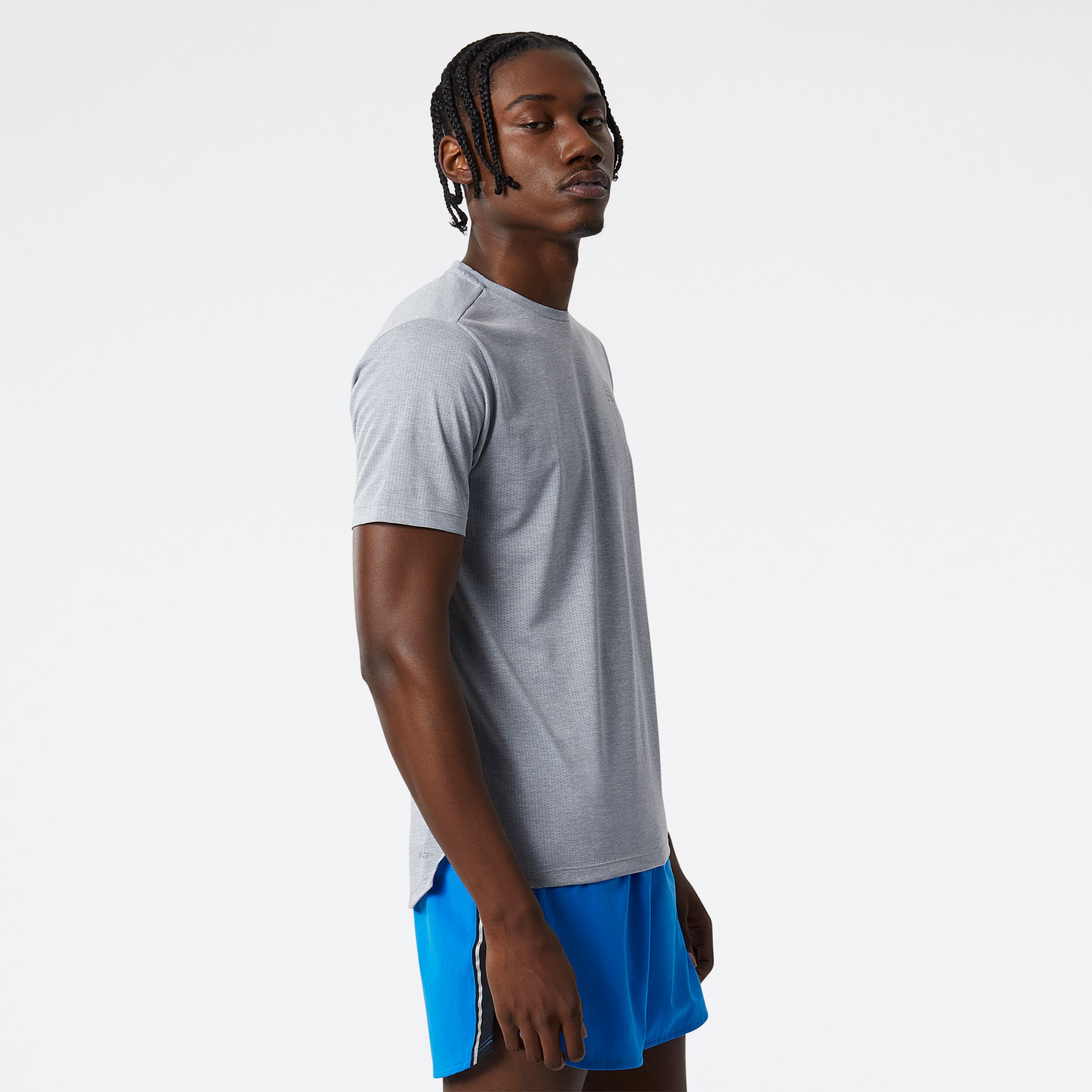 New Balance Men's Impact Run Short Sleeve 22, Athletic Grey, Small at   Men's Clothing store