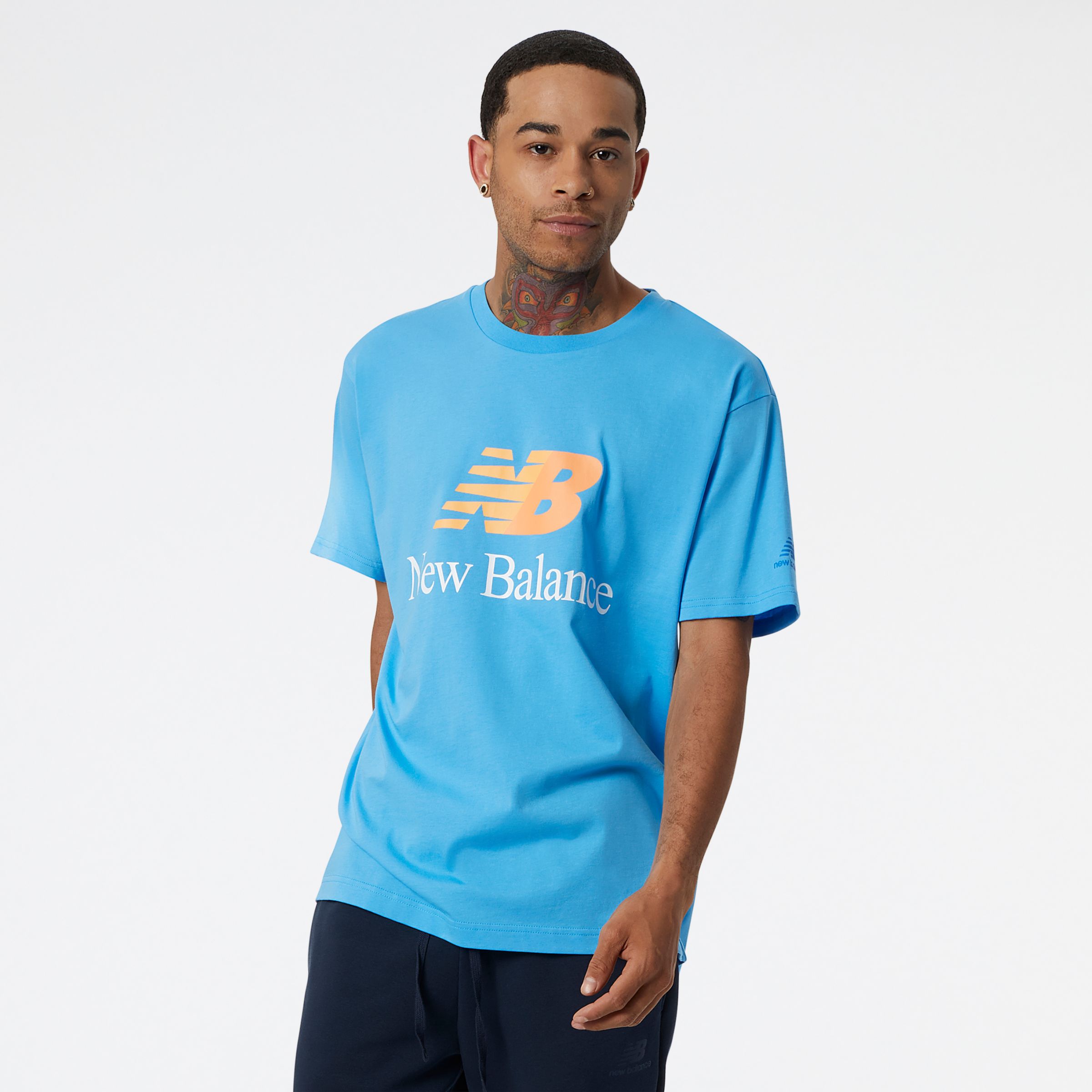 

New Balance Men's NB Essentials Celebrate Split Logo Tee Blue - Blue