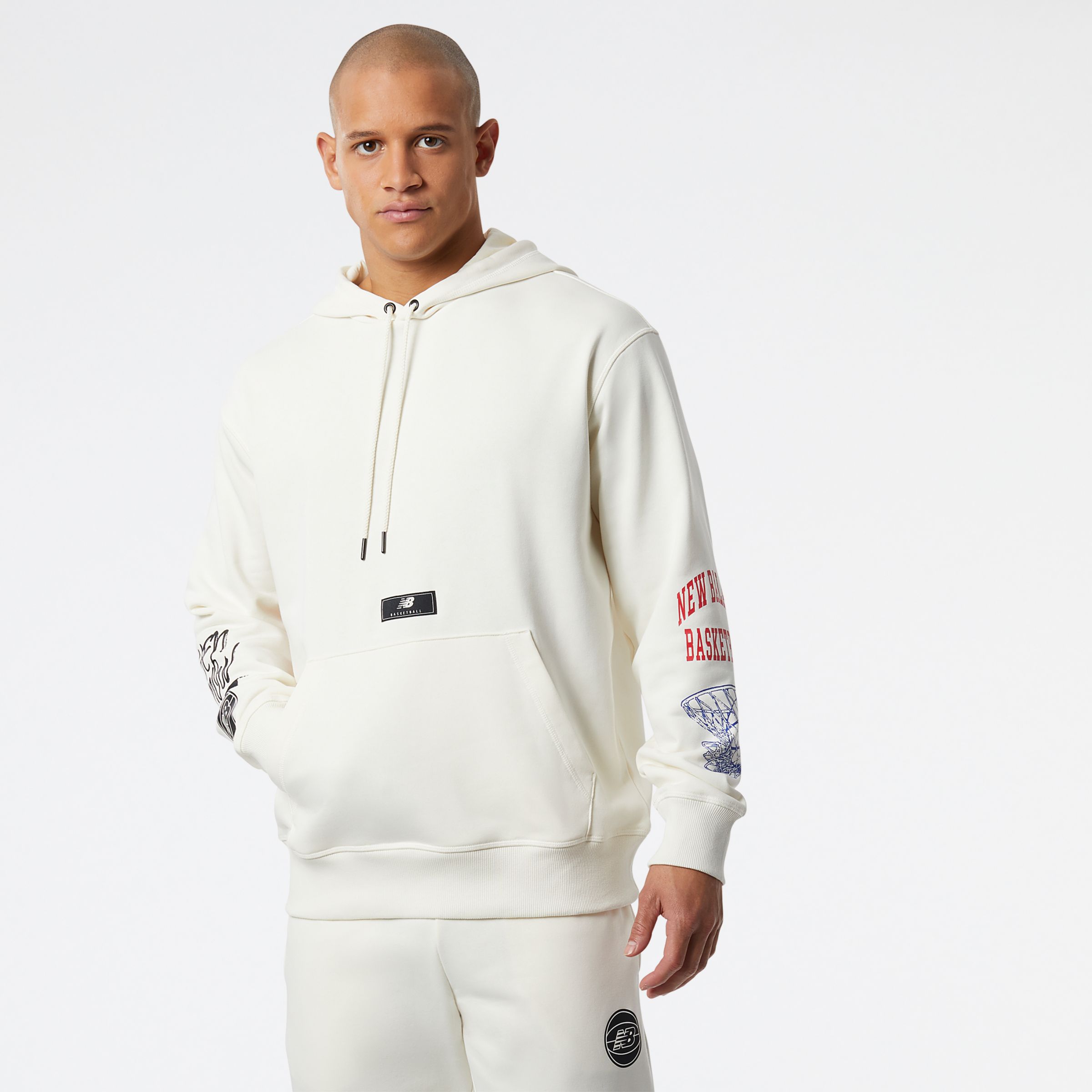 

New Balance Men's NB Hoops Merged Era's Hoodie White - White